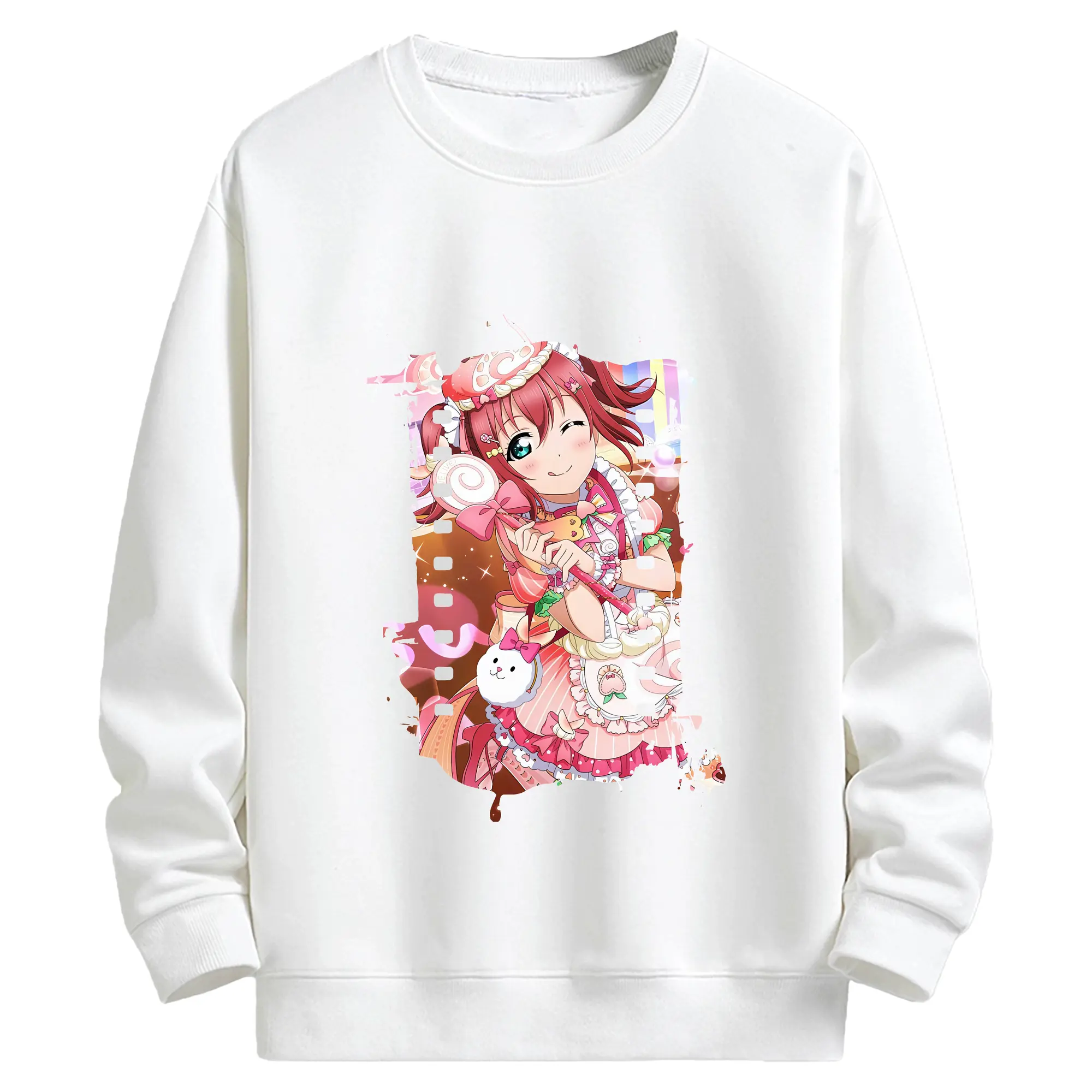 Love Live! グッズ,黒澤ルビィ - キッズ クルーネックスウェットシャツ ・ フロントプリント ・ 綿80％ ポリエステル20％ ・ 快適 通学 スポーツ 日常使い お散歩用