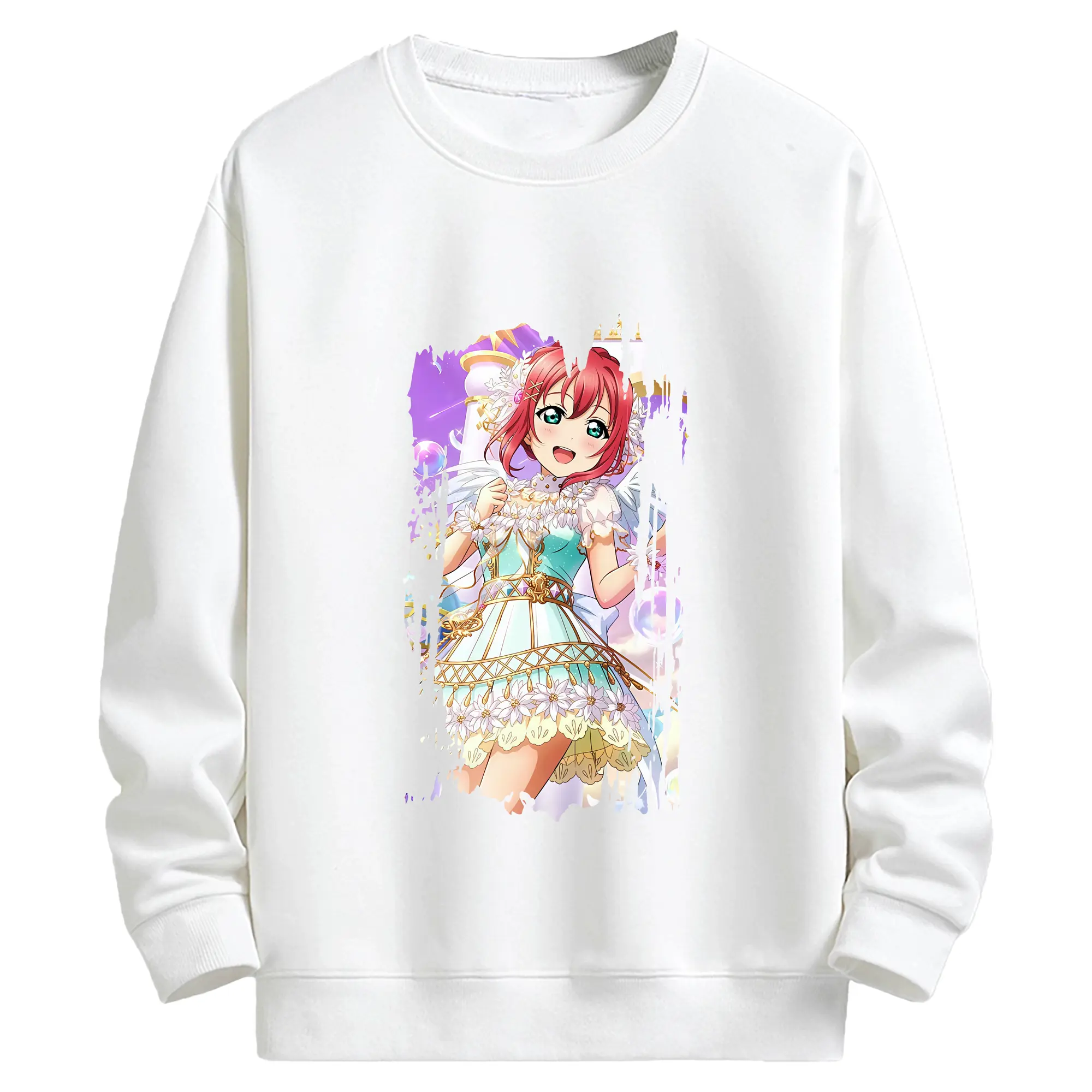 Love Live! グッズ,黒澤ルビィ - キッズ クルーネックスウェットシャツ ・ フロントプリント ・ 綿80％ ポリエステル20％ ・ 快適 通学 スポーツ 日常使い お散歩用