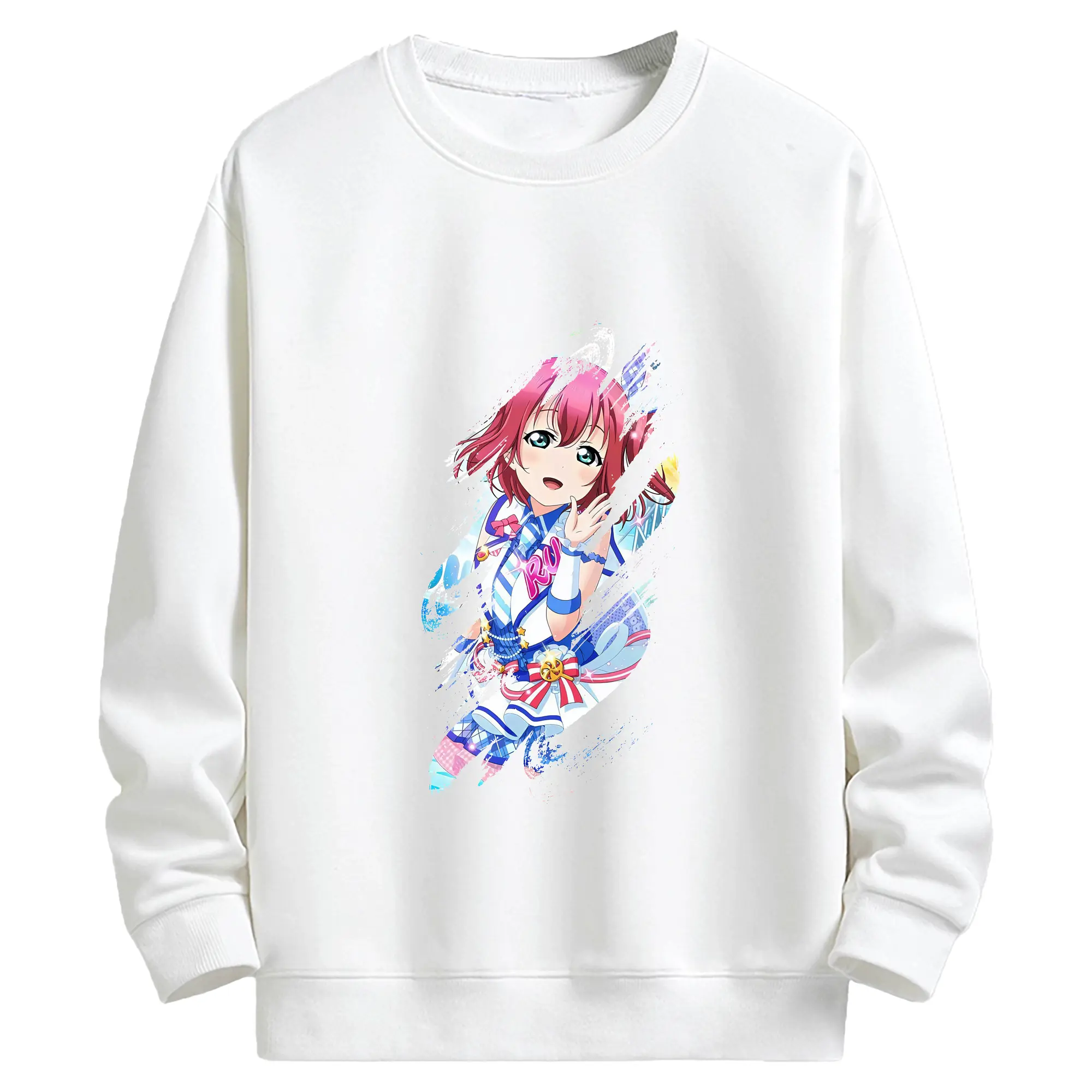 Love Live! グッズ,黒澤ルビィ - キッズ クルーネックスウェットシャツ ・ フロントプリント ・ 綿80％ ポリエステル20％ ・ 快適 通学 スポーツ 日常使い お散歩用