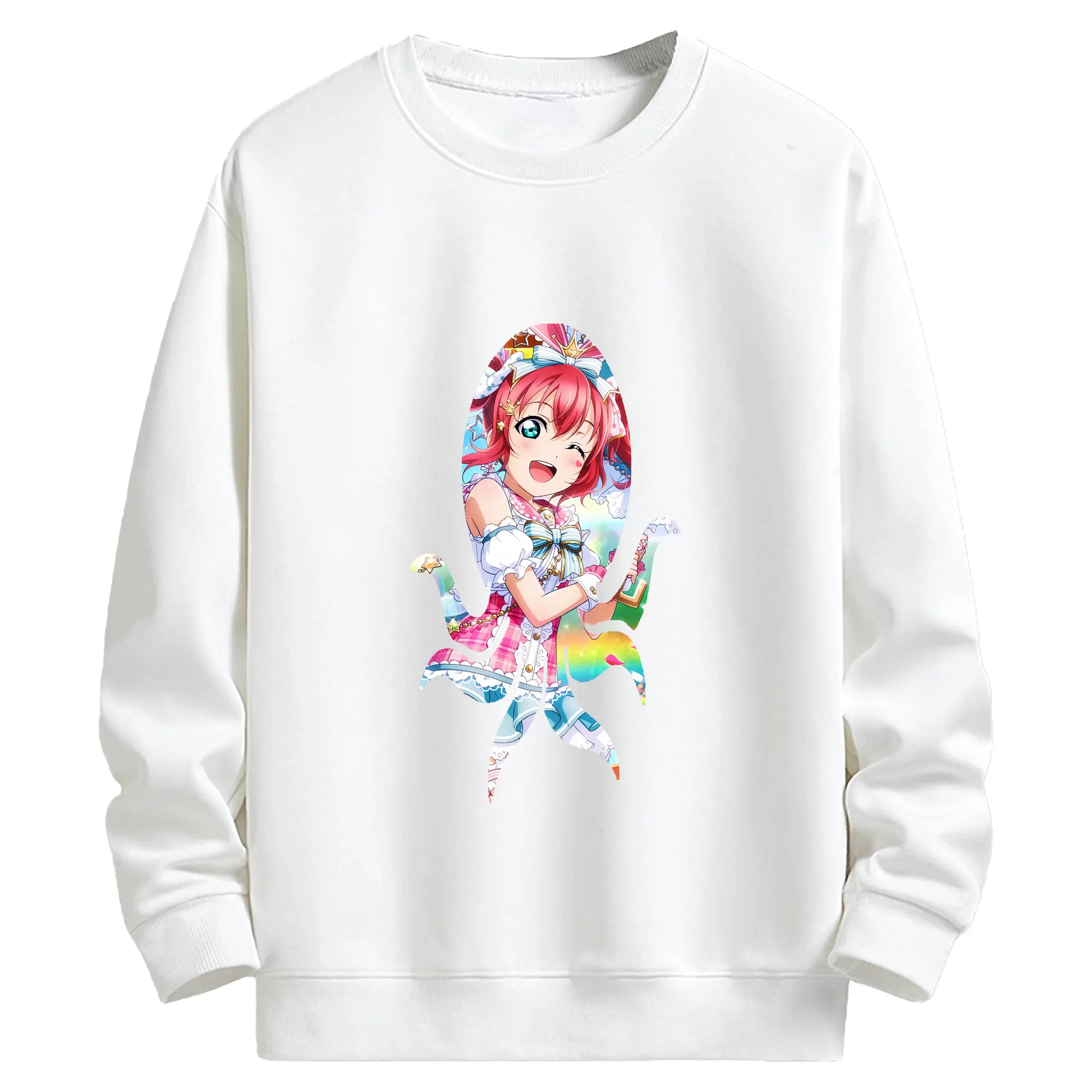 Love Live! グッズ,黒澤ルビィ - キッズ クルーネックスウェットシャツ ・ フロントプリント ・ 綿80％ ポリエステル20％ ・ 快適 通学 スポーツ 日常使い お散歩用