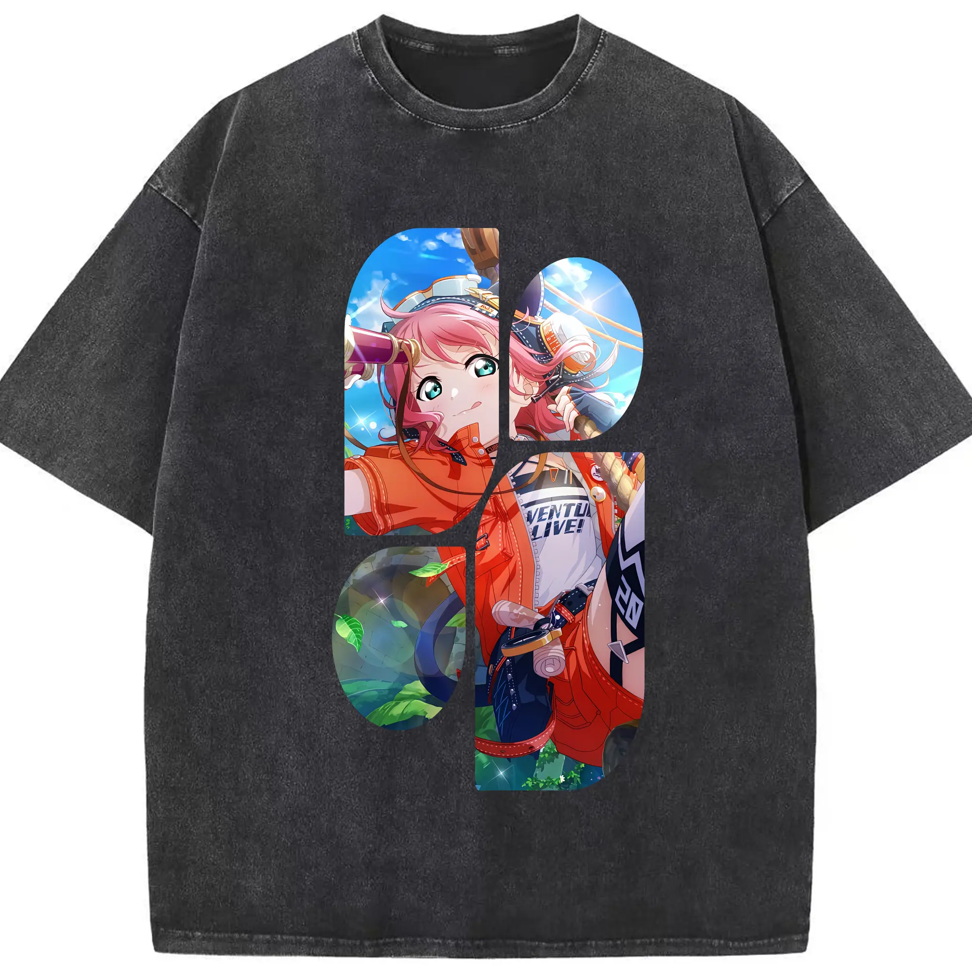 Love Live! グッズ,黒澤ルビィ - 綿100％ ヴィンテージ風 半袖Tシャツ ・ フロントプリント ・ 柔らか肌触り ・ 通気性 快適 ・ スポーツ カジュアル 外出用