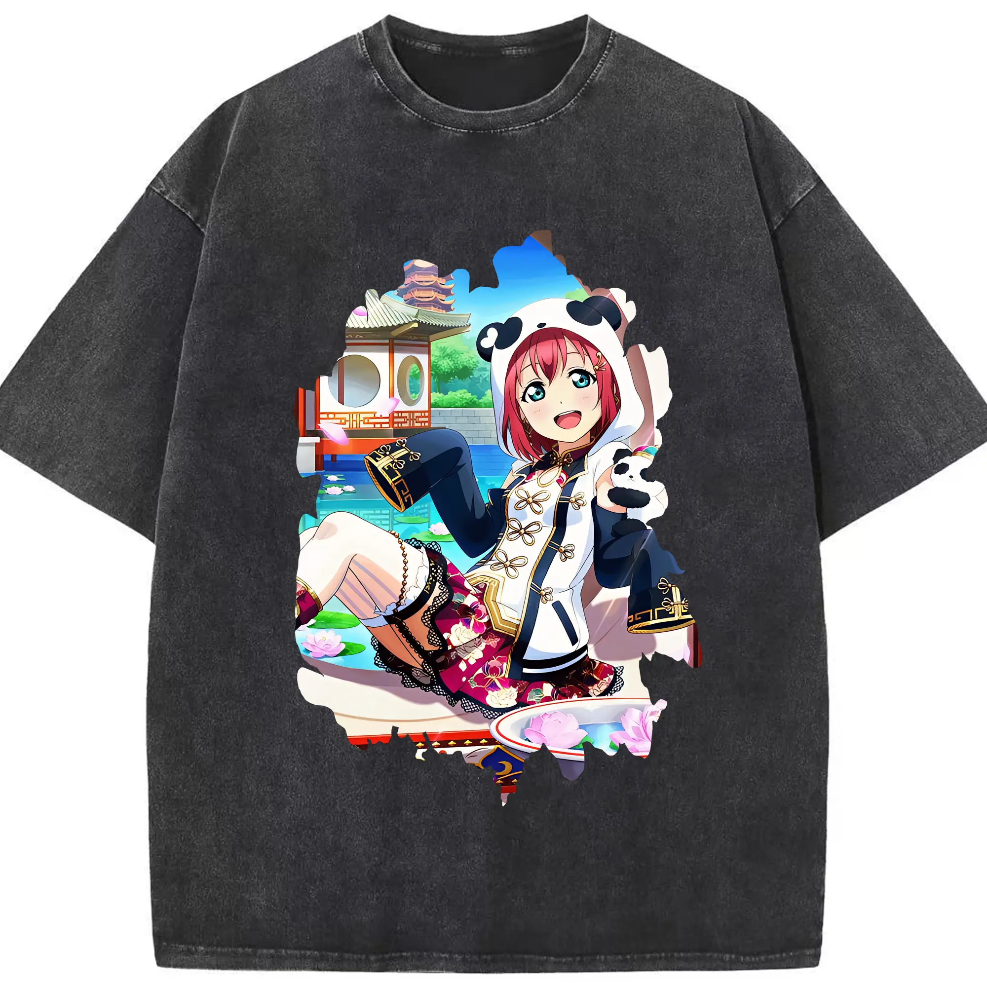 Love Live! グッズ,黒澤ルビィ - 綿100％ ヴィンテージ風 半袖Tシャツ ・ フロントプリント ・ 柔らか肌触り ・ 通気性 快適 ・ スポーツ カジュアル 外出用