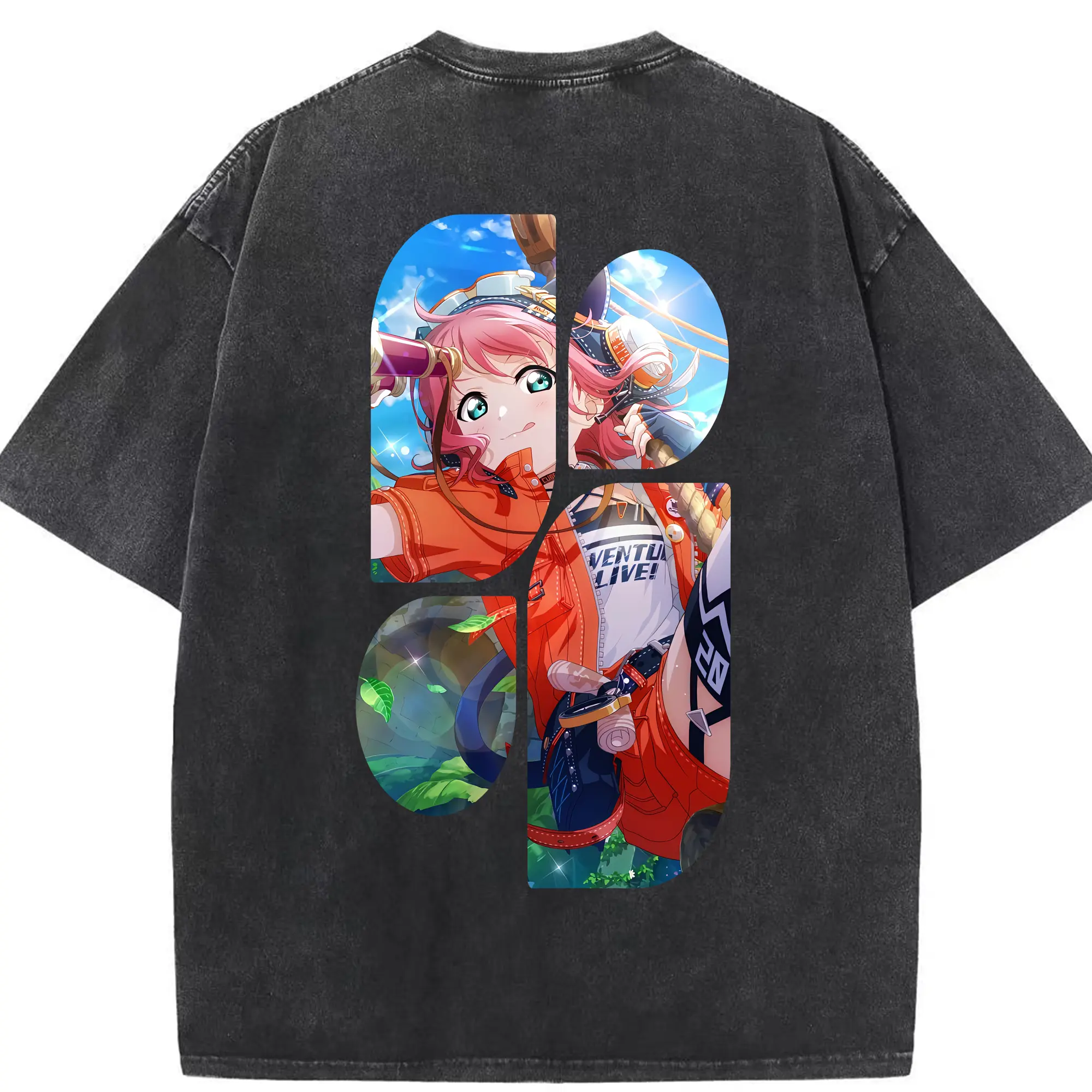 Love Live! グッズ,黒澤ルビィ - 綿100％ ヴィンテージ風 半袖Tシャツ ・ 背面プリント ・ 柔らか肌触り ・ 通気性 快適 ・ スポーツ カジュアル 外出用