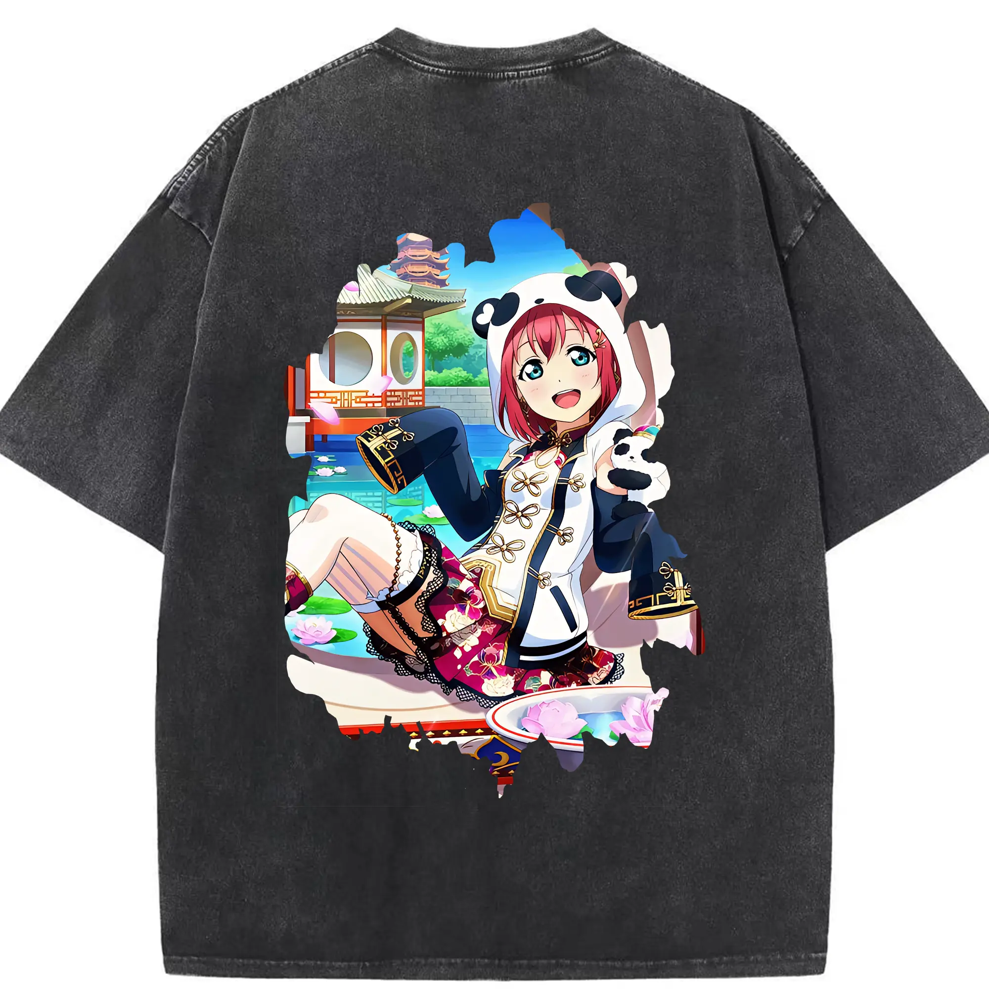 Love Live! グッズ,黒澤ルビィ - 綿100％ ヴィンテージ風 半袖Tシャツ ・ 背面プリント ・ 柔らか肌触り ・ 通気性 快適 ・ スポーツ カジュアル 外出用
