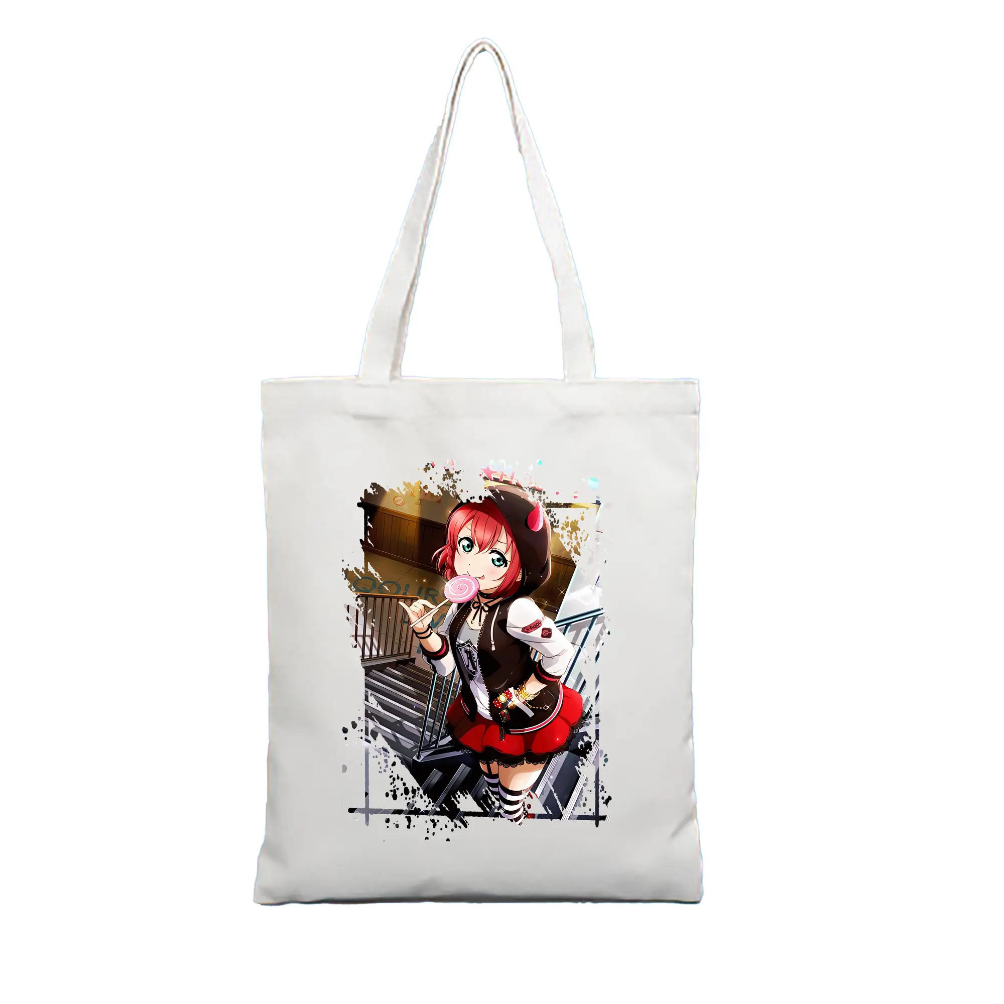 Love Live! グッズ,黒澤ルビィ - 縦型キャンバス手提げバッグ（トートバッグ） ・ キャンバス素材 ・ ショッピング用 ・ 軽量 丈夫 お手入れ簡単