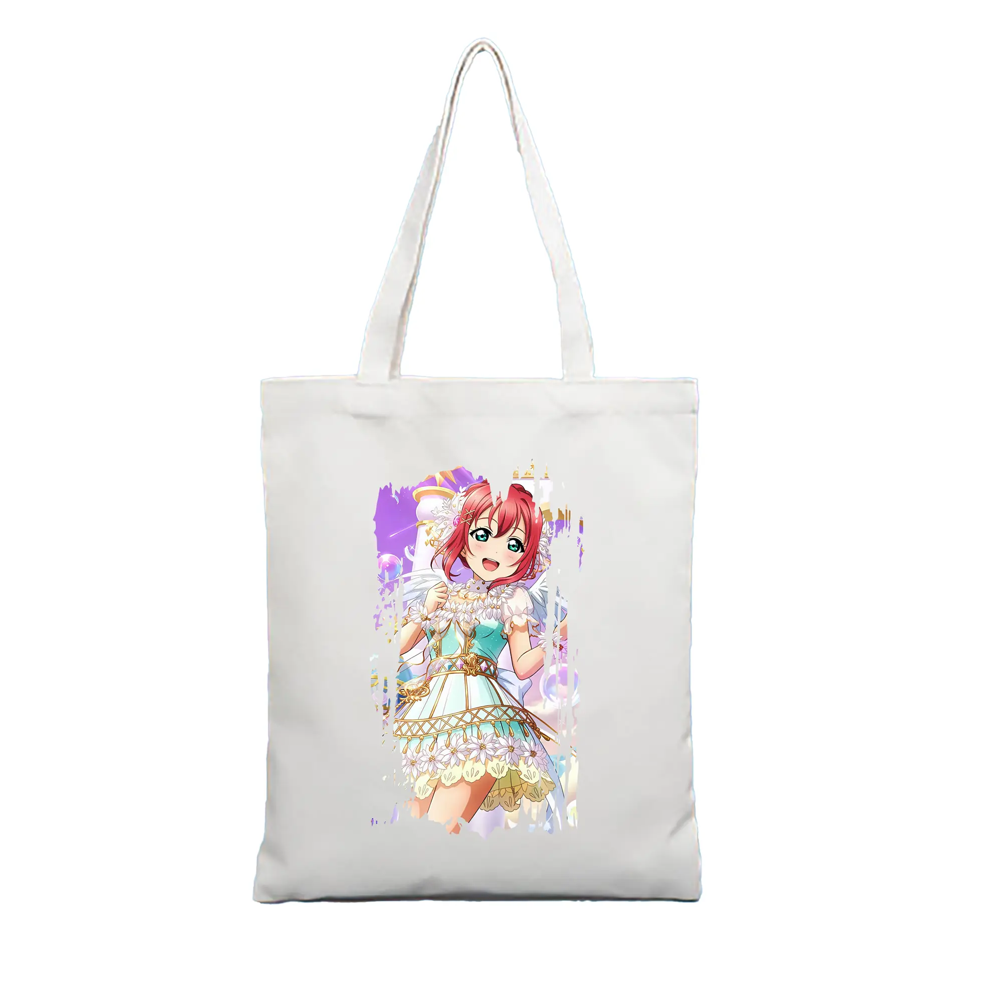 Love Live! グッズ,黒澤ルビィ - 縦型キャンバス手提げバッグ（トートバッグ） ・ キャンバス素材 ・ ショッピング用 ・ 軽量 丈夫 お手入れ簡単