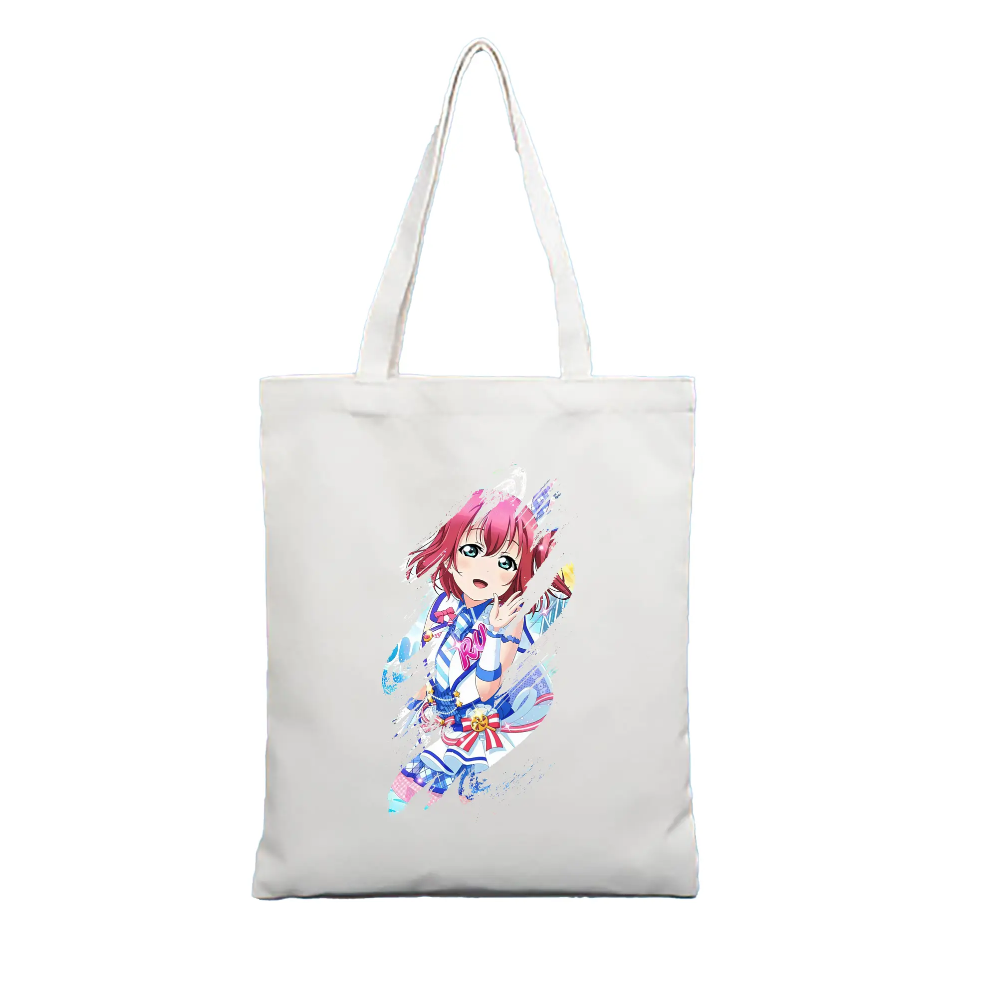 Love Live! グッズ,黒澤ルビィ - 縦型キャンバス手提げバッグ（トートバッグ） ・ キャンバス素材 ・ ショッピング用 ・ 軽量 丈夫 お手入れ簡単