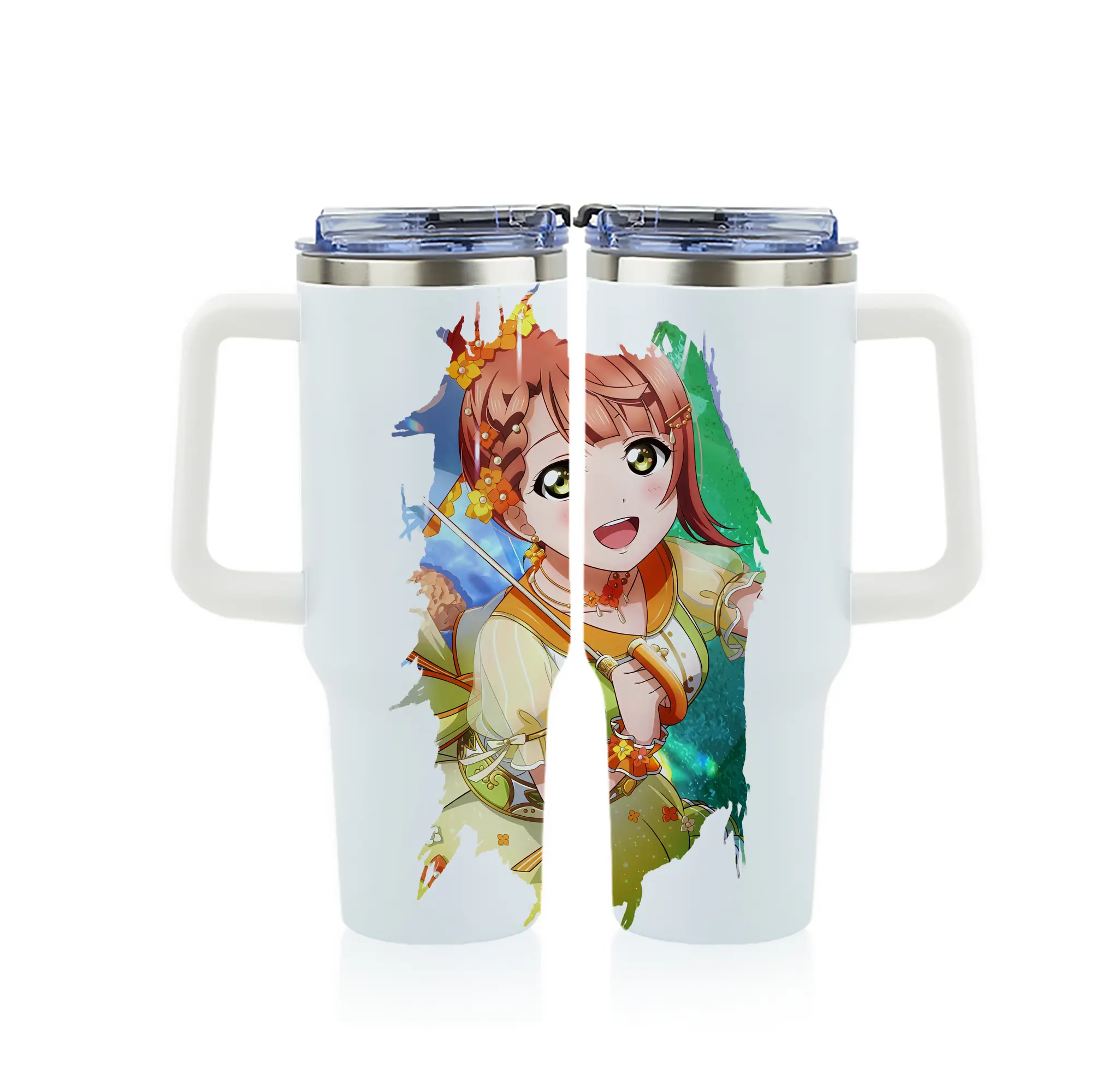 Love Live! グッズ,上原歩夢 - 1200mL フルプリント車用タンブラー ・ 304ステンレス 内側 ・ 201ステンレス 外側 ・ 保温 保冷 ・ 通勤 ドライブ アウトドア用