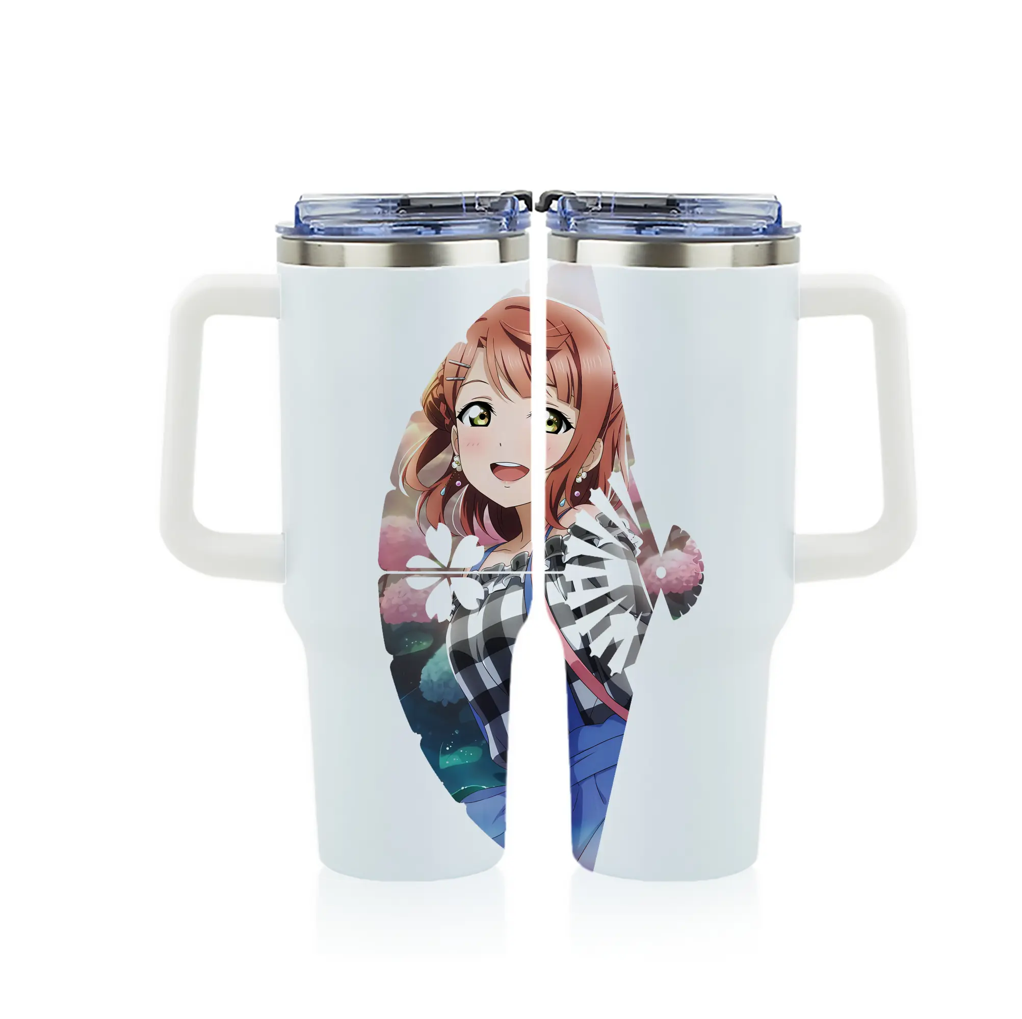 Love Live! グッズ,上原歩夢 - 1200mL フルプリント車用タンブラー ・ 304ステンレス 内側 ・ 201ステンレス 外側 ・ 保温 保冷 ・ 通勤 ドライブ アウトドア用