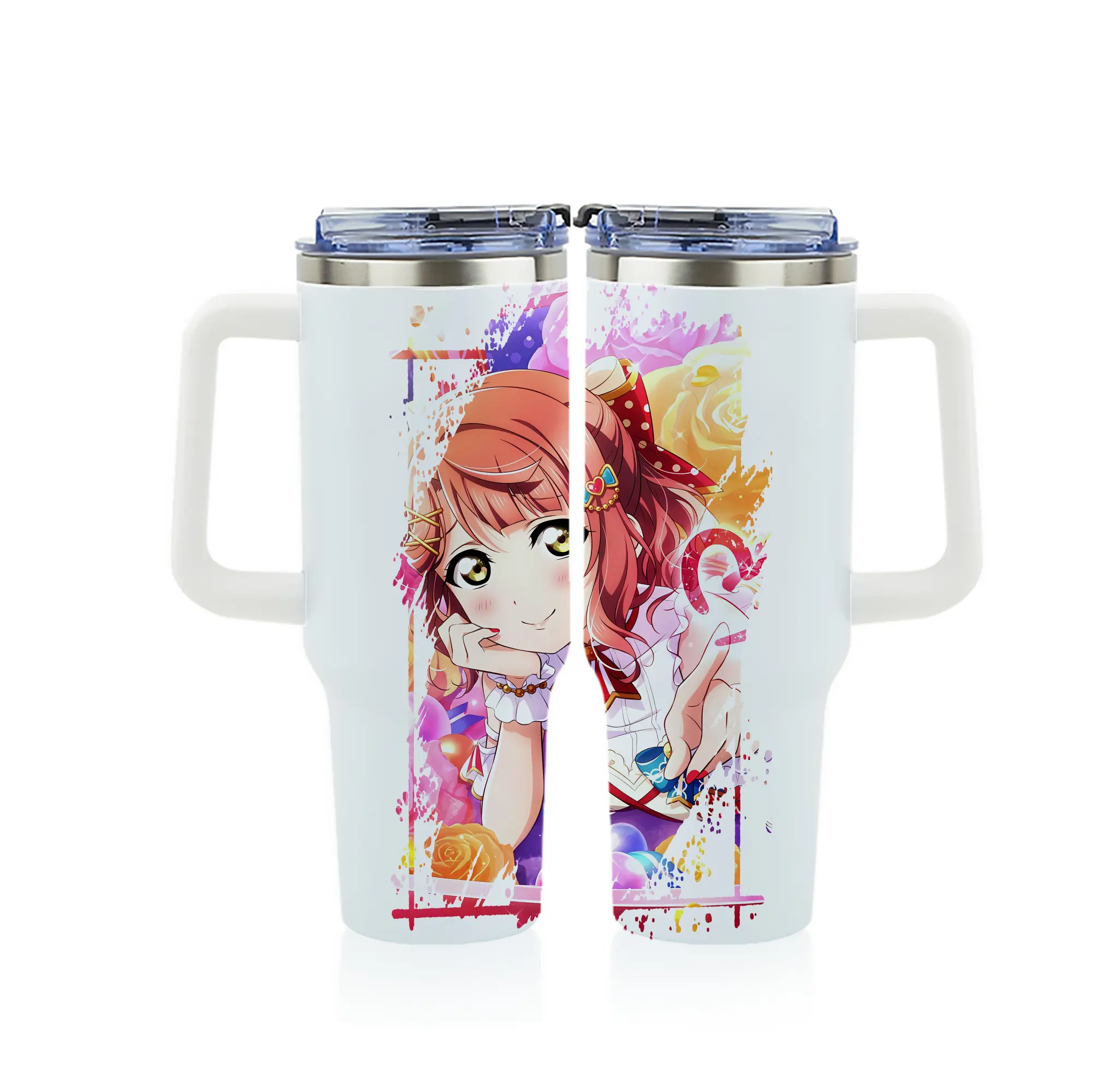Love Live! グッズ,上原歩夢 - 1200mL フルプリント車用タンブラー ・ 304ステンレス 内側 ・ 201ステンレス 外側 ・ 保温 保冷 ・ 通勤 ドライブ アウトドア用