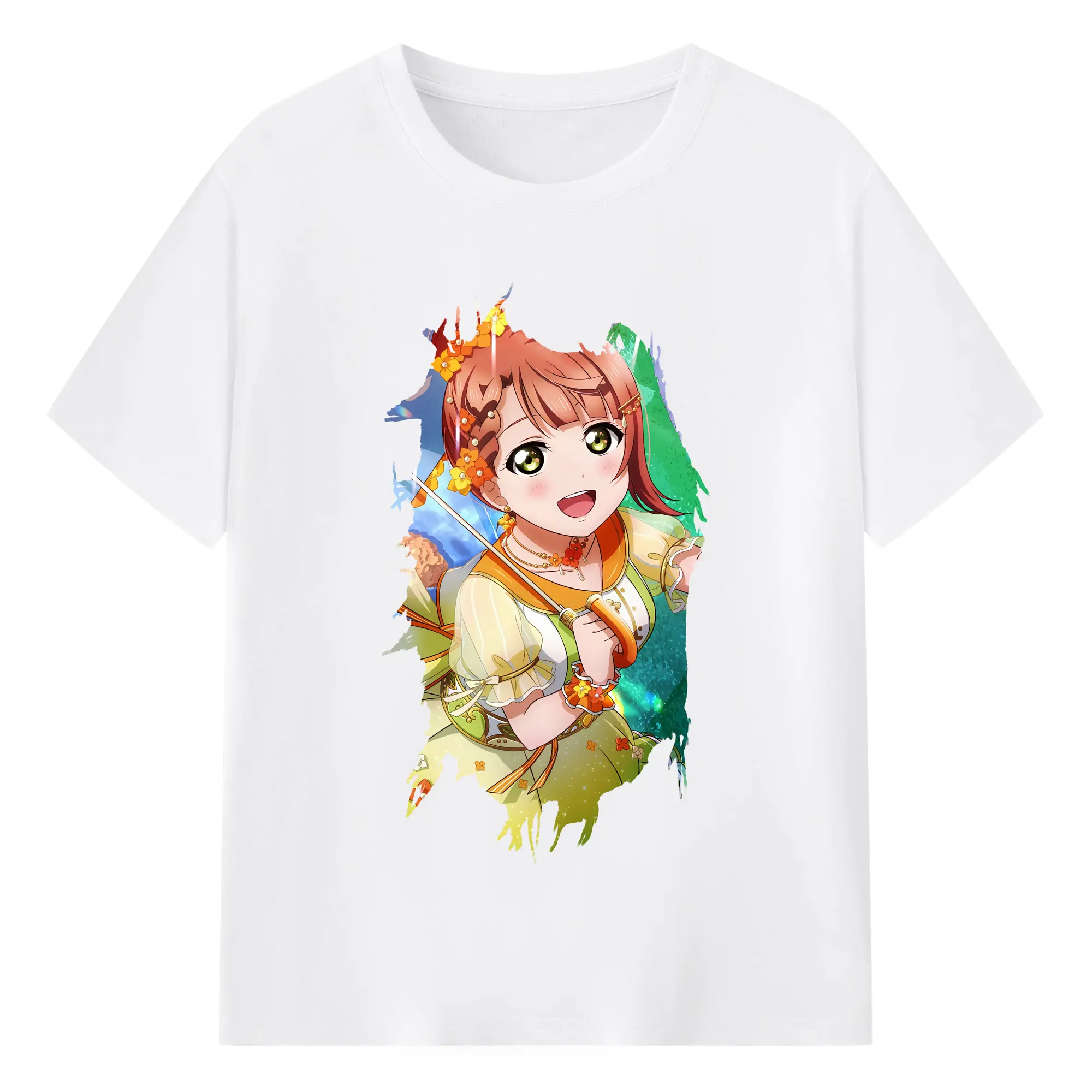 Love Live! グッズ,上原歩夢 - 綿100％ 半袖Tシャツ ・ フロントプリント ・ 快適 通気性 ・ 日常使い 散歩 スポーツ用
