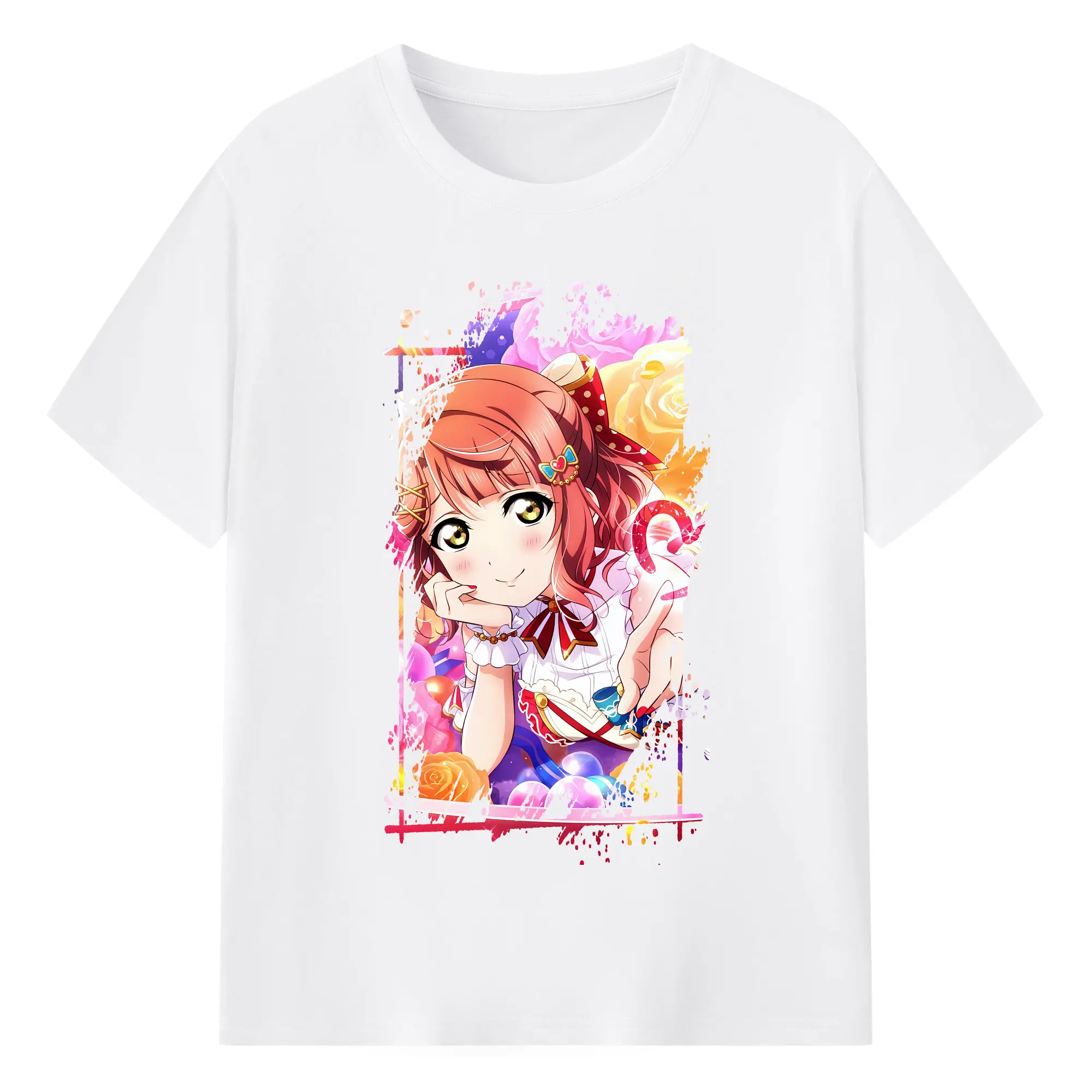 Love Live! グッズ,上原歩夢 - 綿100％ 半袖Tシャツ ・ フロントプリント ・ 快適 通気性 ・ 日常使い 散歩 スポーツ用