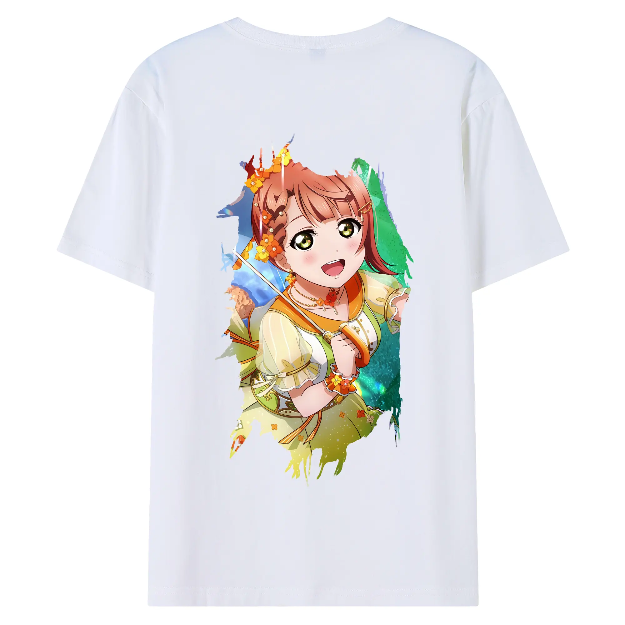 Love Live! グッズ,上原歩夢 - 綿100％ 半袖Tシャツ ・ バックプリント ・ 快適 通気性 ・ 日常使い 散歩 スポーツ用