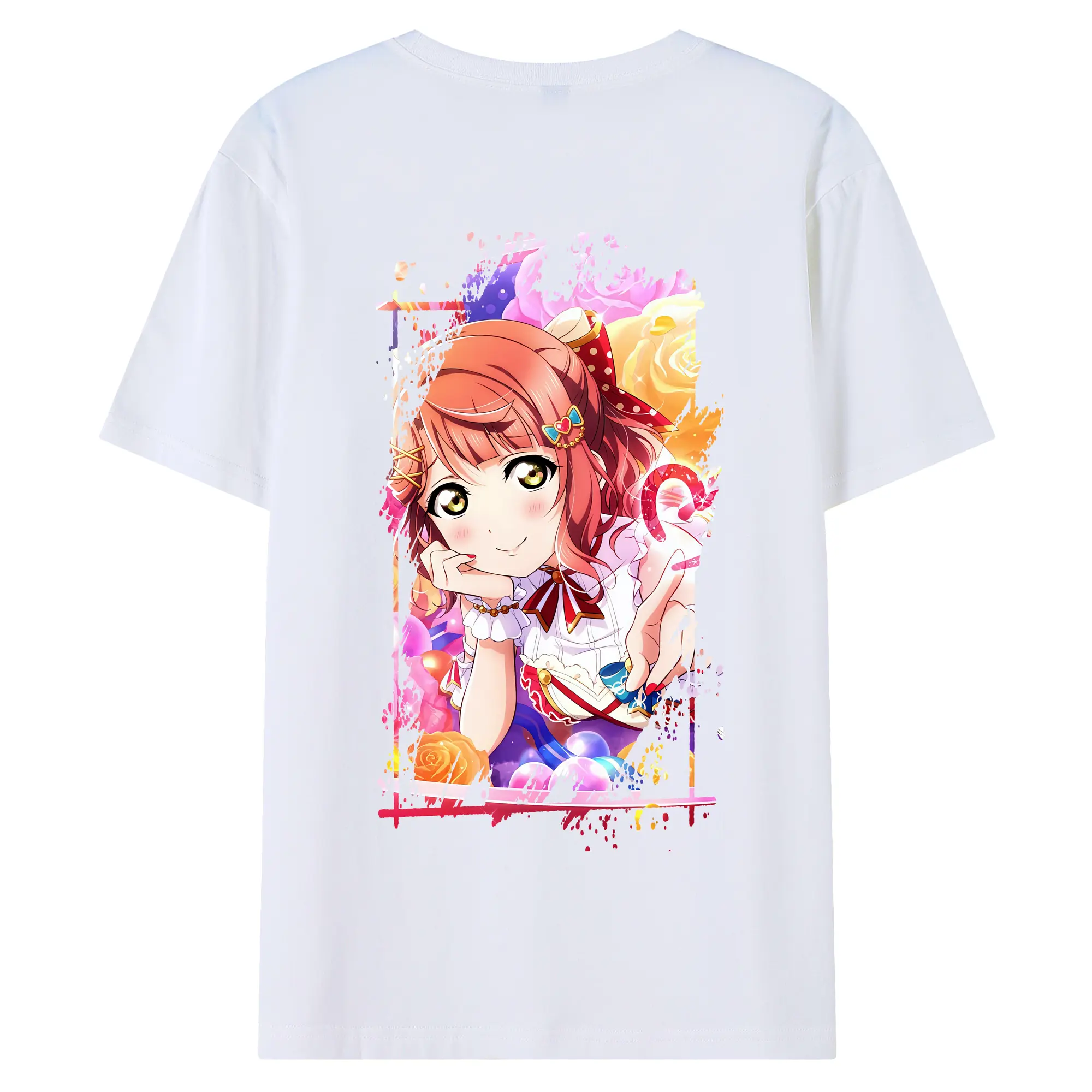 Love Live! グッズ,上原歩夢 - 綿100％ 半袖Tシャツ ・ バックプリント ・ 快適 通気性 ・ 日常使い 散歩 スポーツ用