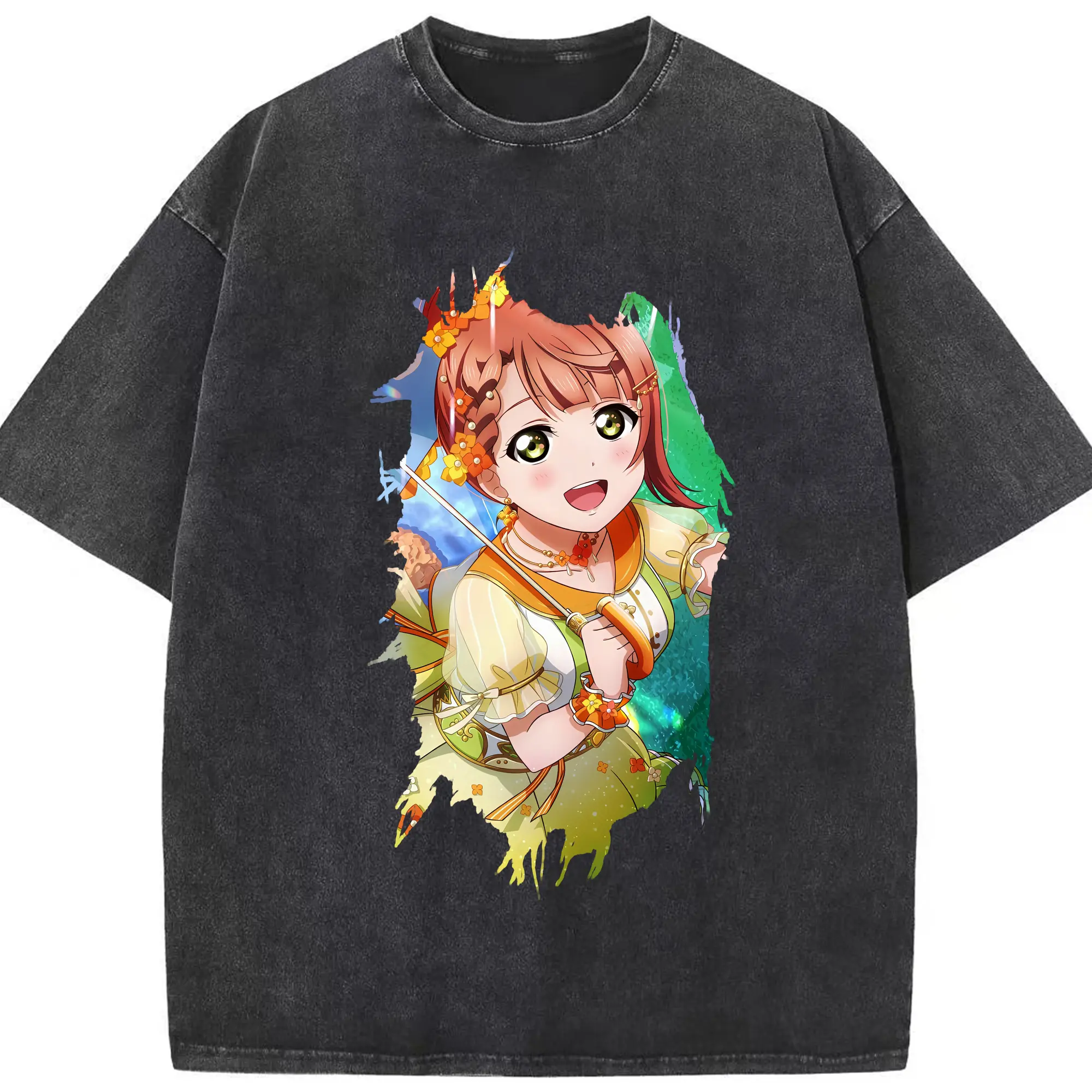 Love Live! グッズ,上原歩夢 - 綿100％ ヴィンテージ風 半袖Tシャツ ・ フロントプリント ・ 柔らか肌触り ・ 通気性 快適 ・ スポーツ カジュアル 外出用