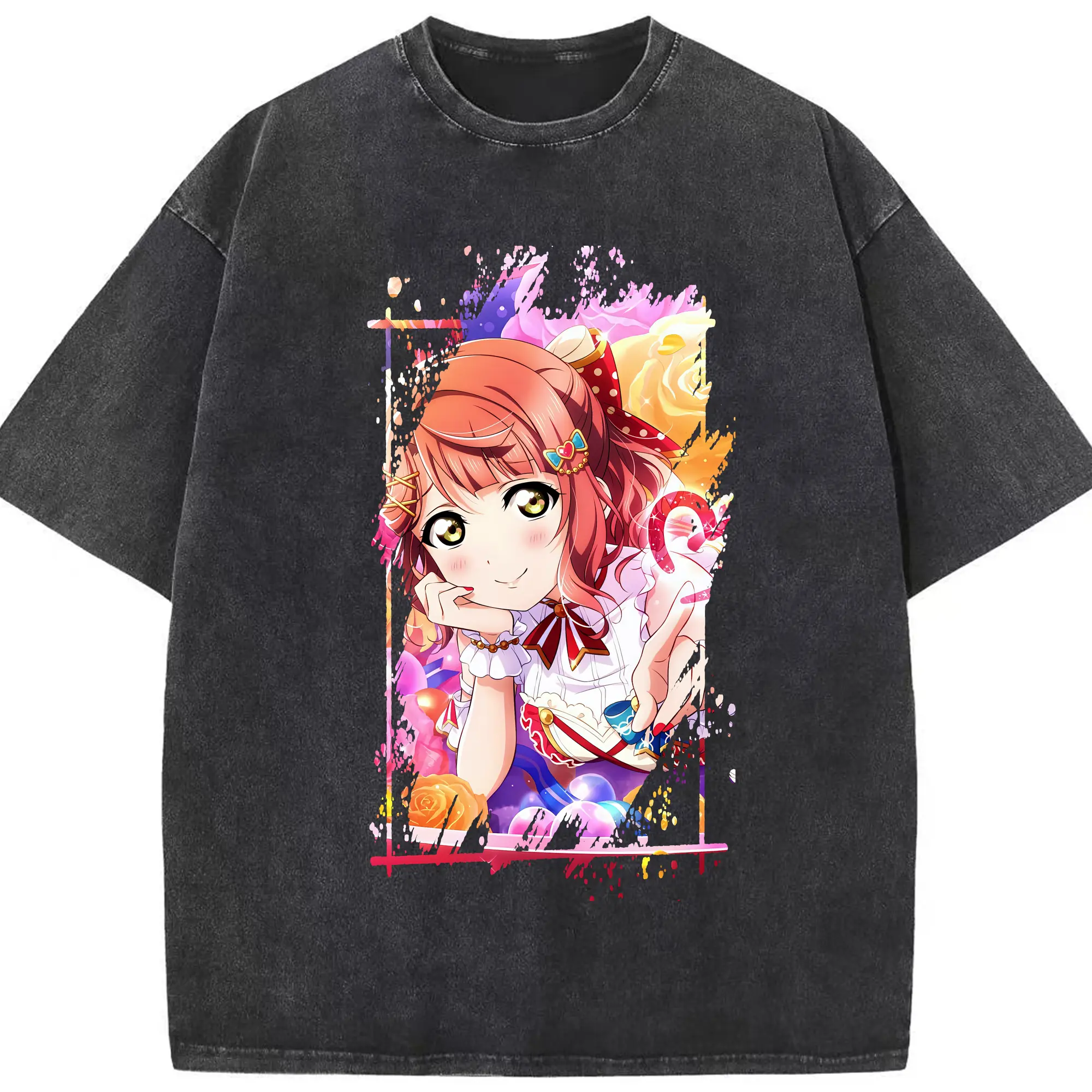 Love Live! グッズ,上原歩夢 - 綿100％ ヴィンテージ風 半袖Tシャツ ・ フロントプリント ・ 柔らか肌触り ・ 通気性 快適 ・ スポーツ カジュアル 外出用