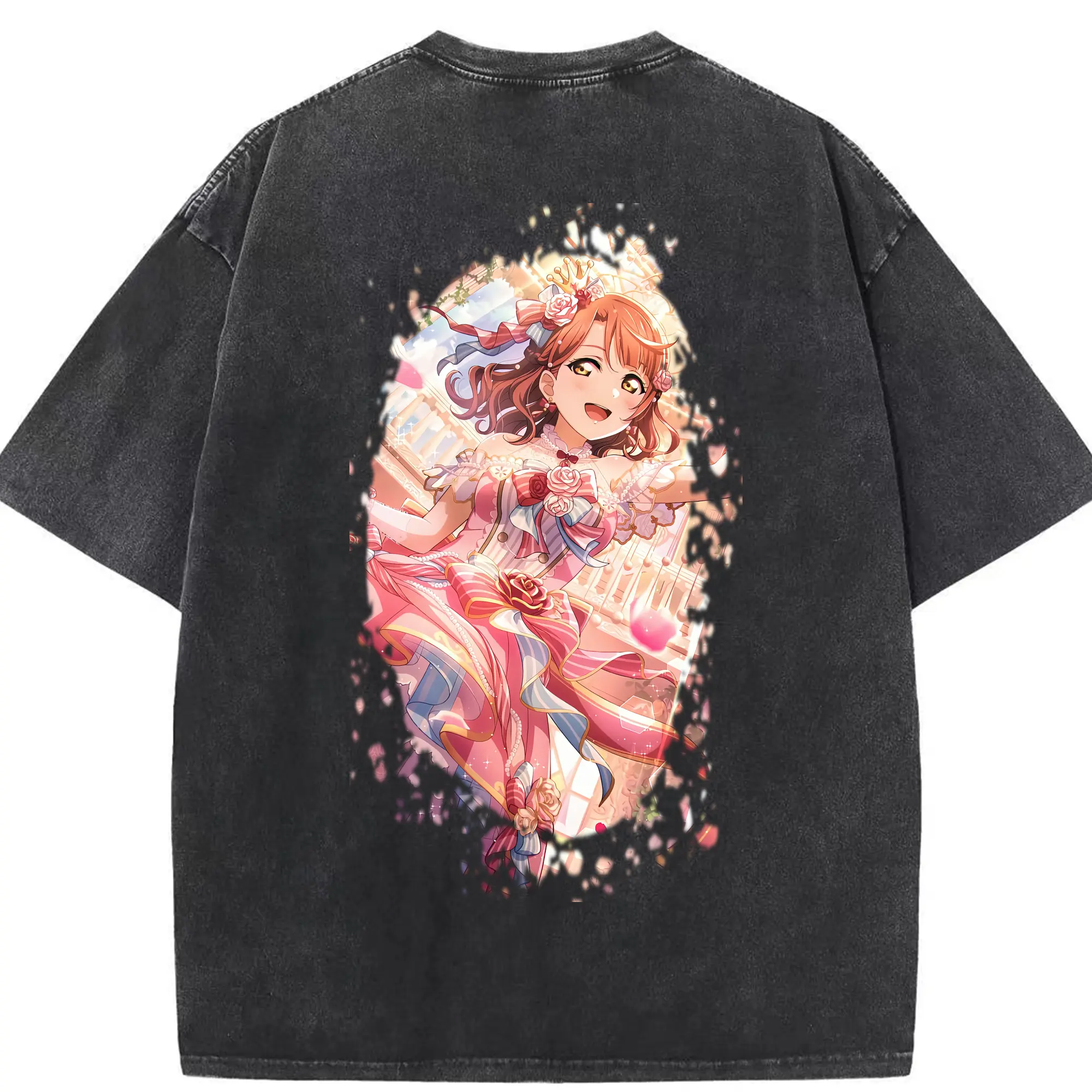 Love Live! グッズ,上原歩夢 - 綿100％ ヴィンテージ風 半袖Tシャツ ・ 背面プリント ・ 柔らか肌触り ・ 通気性 快適 ・ スポーツ カジュアル 外出用