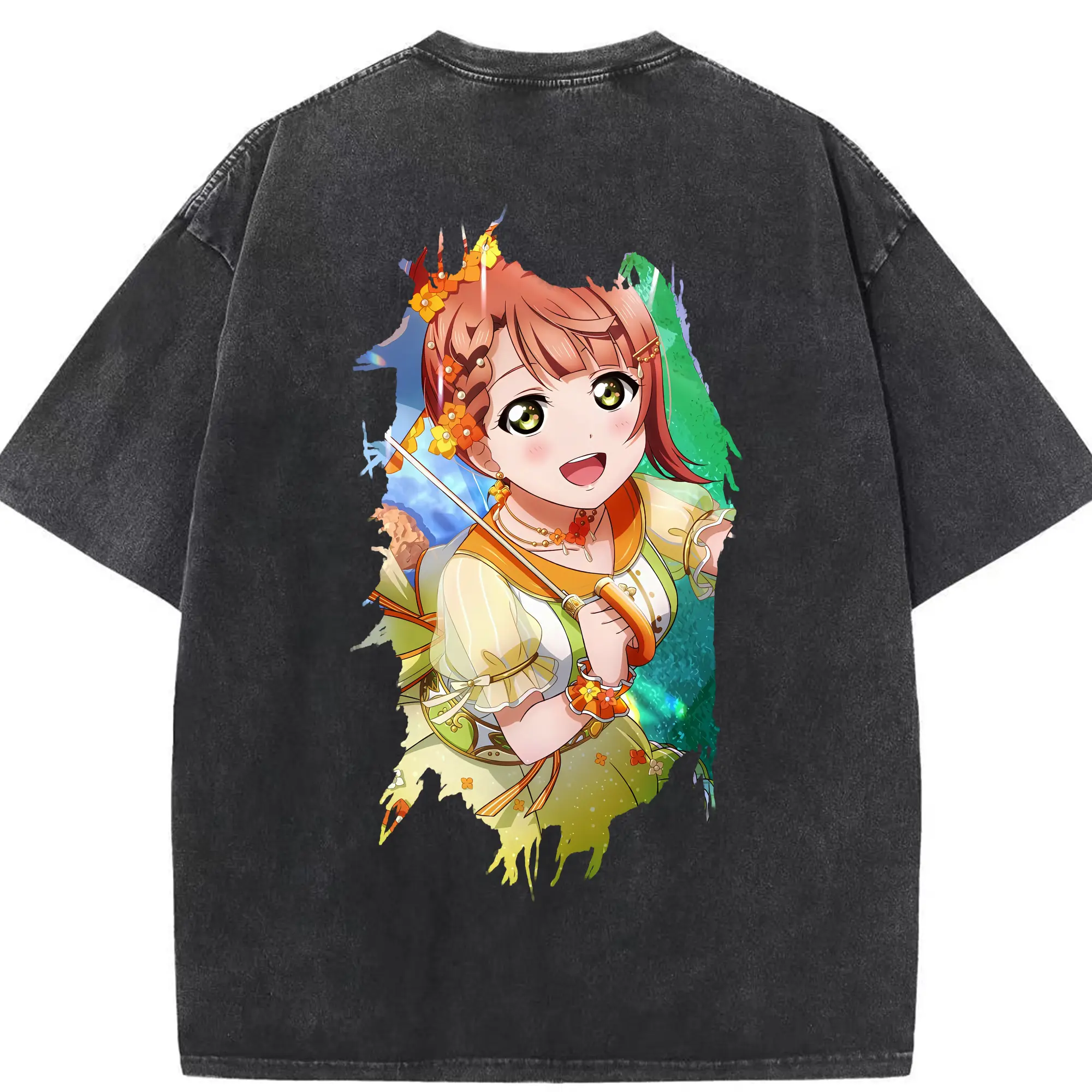 Love Live! グッズ,上原歩夢 - 綿100％ ヴィンテージ風 半袖Tシャツ ・ 背面プリント ・ 柔らか肌触り ・ 通気性 快適 ・ スポーツ カジュアル 外出用