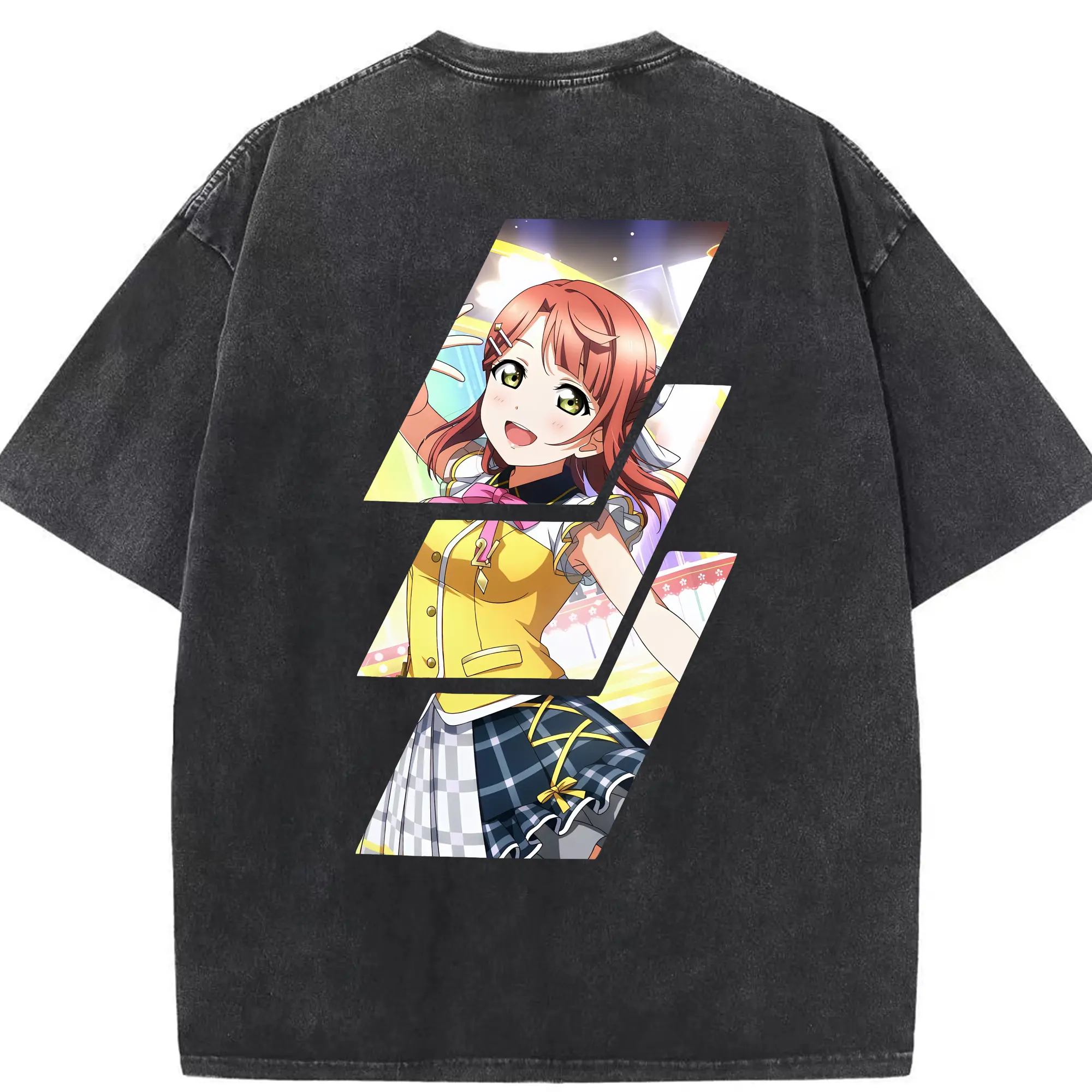 Love Live! グッズ,上原歩夢 - 綿100％ ヴィンテージ風 半袖Tシャツ ・ 背面プリント ・ 柔らか肌触り ・ 通気性 快適 ・ スポーツ カジュアル 外出用