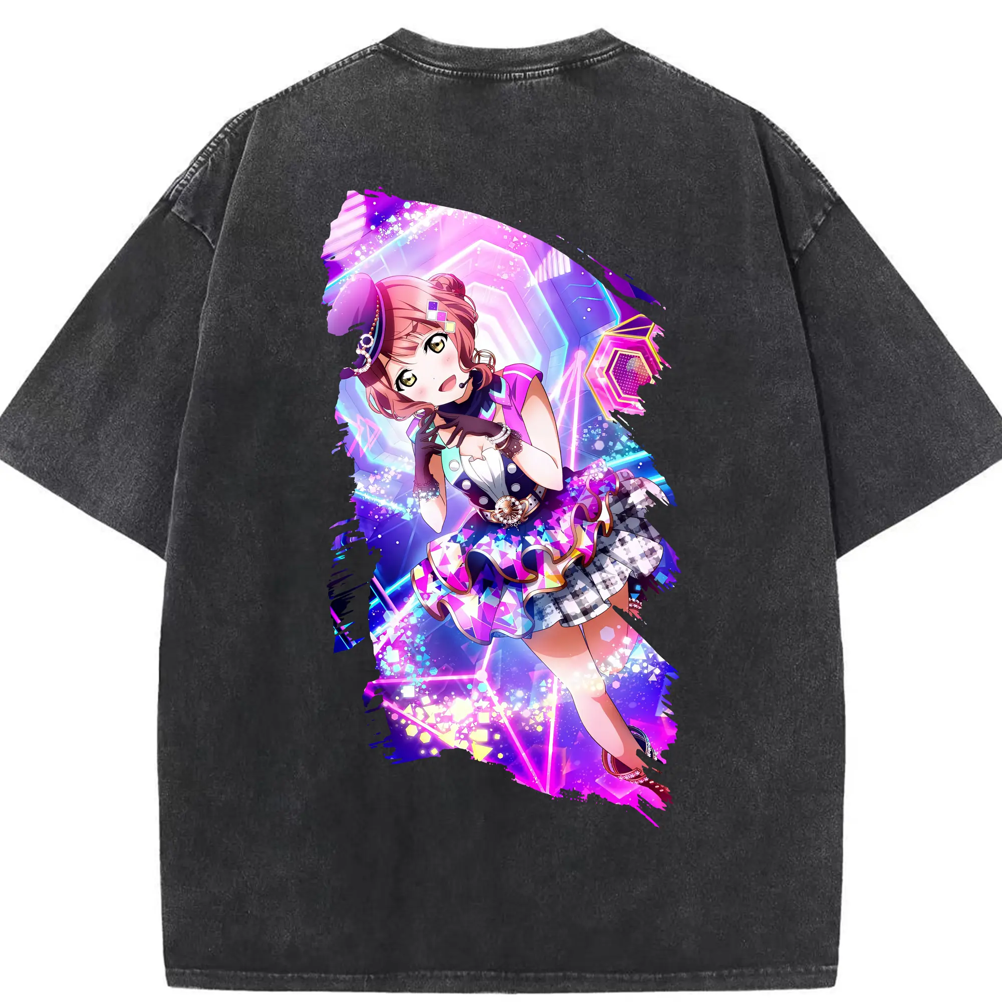 Love Live! グッズ,上原歩夢 - 綿100％ ヴィンテージ風 半袖Tシャツ ・ 背面プリント ・ 柔らか肌触り ・ 通気性 快適 ・ スポーツ カジュアル 外出用
