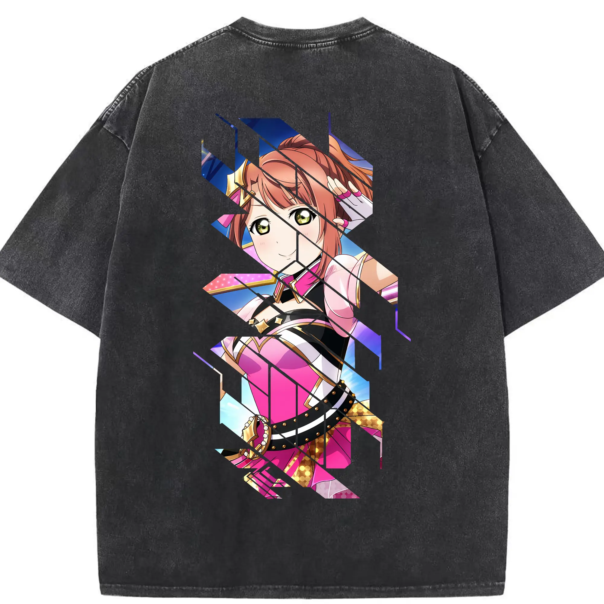 Love Live! グッズ,上原歩夢 - 綿100％ ヴィンテージ風 半袖Tシャツ ・ 背面プリント ・ 柔らか肌触り ・ 通気性 快適 ・ スポーツ カジュアル 外出用
