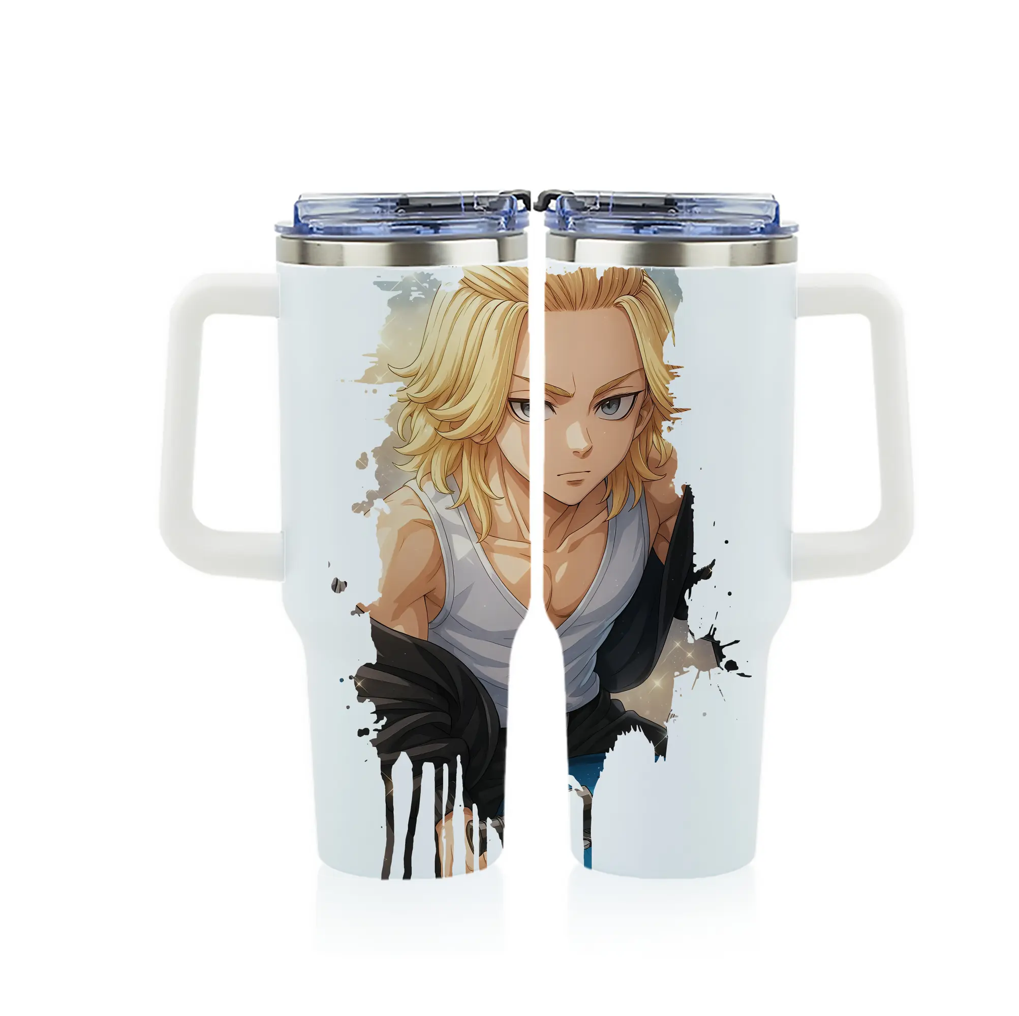 東京リベンジャーズ グッズ,佐野万次郎 - 1200mL フルプリント車用タンブラー ・ 304ステンレス 内側 ・ 201ステンレス 外側 ・ 保温 保冷 ・ 通勤 ドライブ アウトドア用