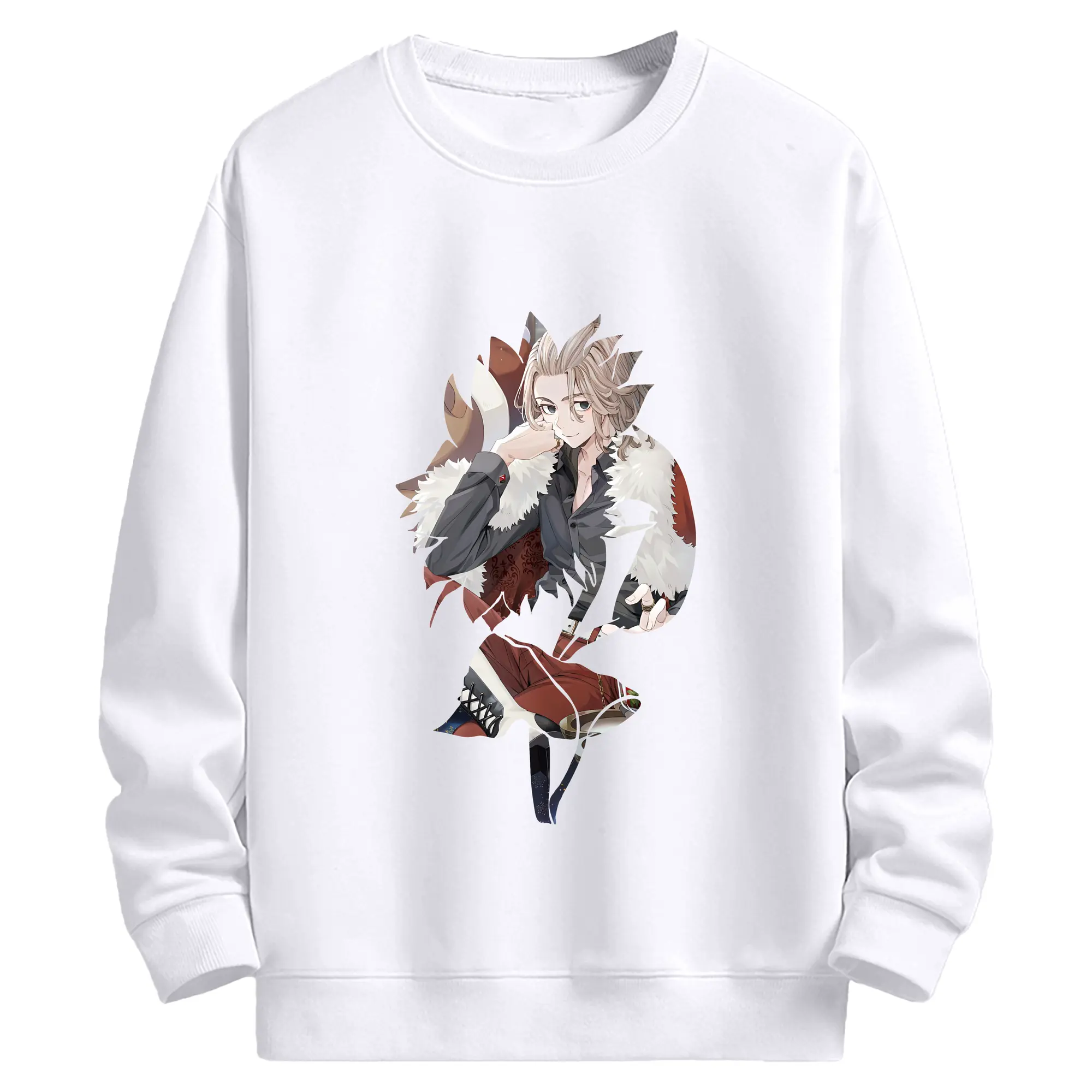 東京リベンジャーズ グッズ,佐野万次郎 - 高品質 クルーネック スウェット ・ コットン59％ ポリエステル41％ ・ ユニセックス 長袖 トレーナー ・ カジュアル デイリー スポーツ 散歩用