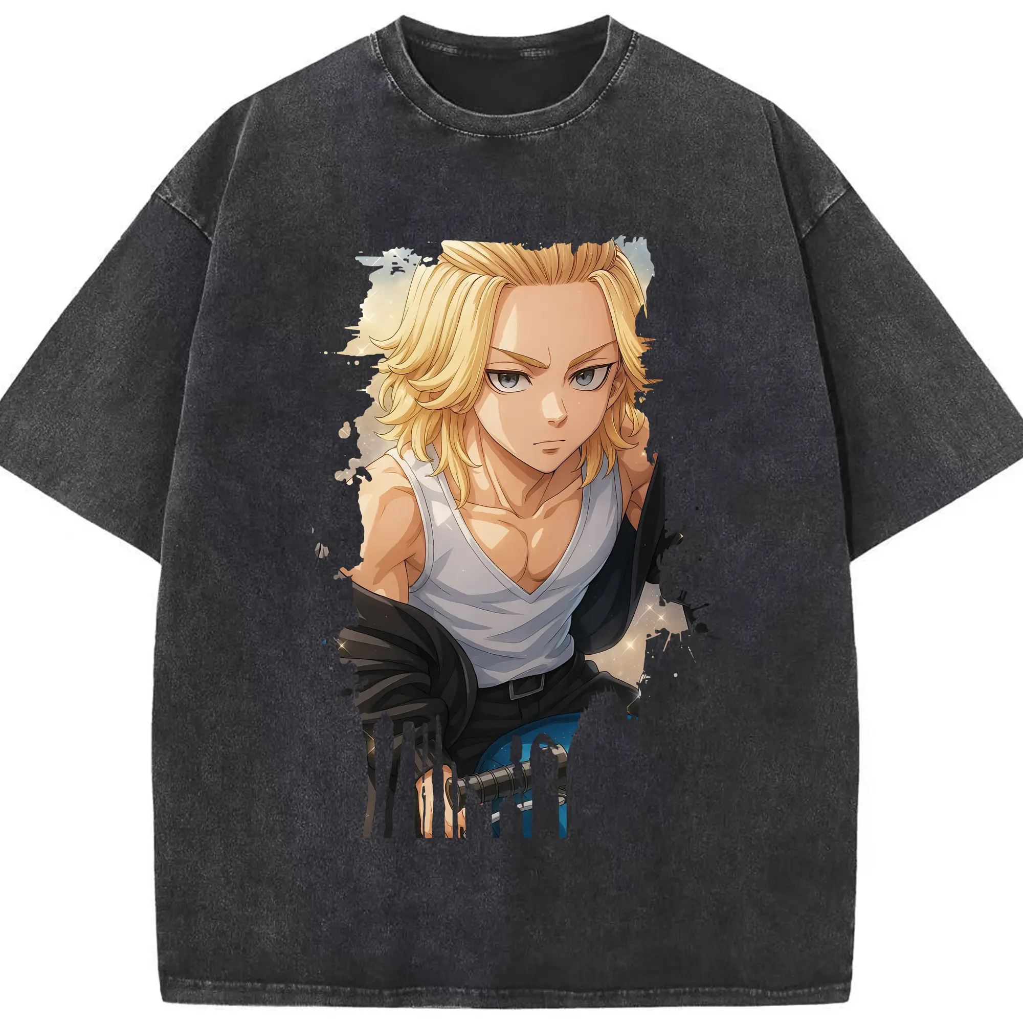 東京リベンジャーズ グッズ,佐野万次郎 - 綿100％ ヴィンテージ風 半袖Tシャツ ・ フロントプリント ・ 柔らか肌触り ・ 通気性 快適 ・ スポーツ カジュアル 外出用