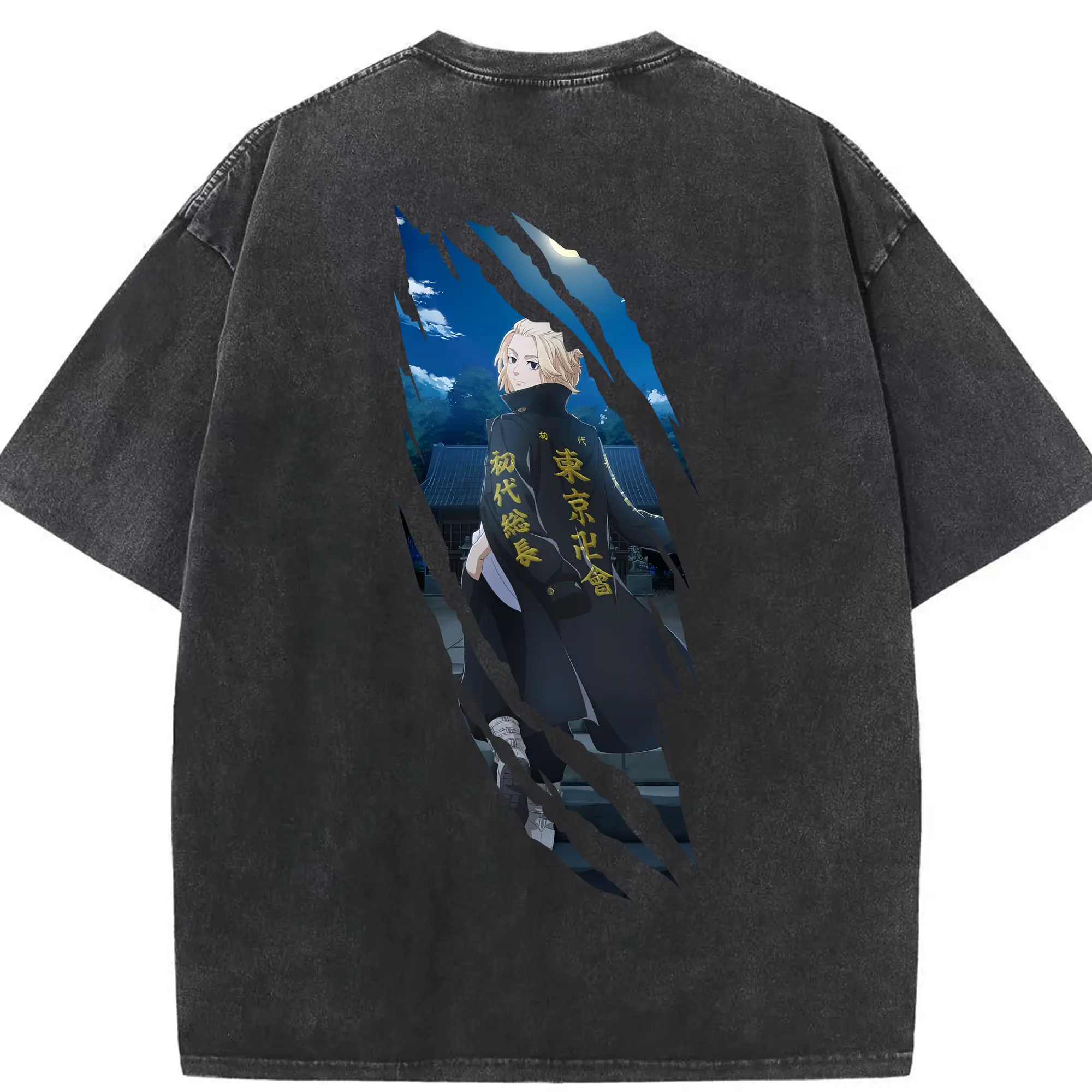 東京リベンジャーズ グッズ,佐野万次郎 - 綿100％ ヴィンテージ風 半袖Tシャツ ・ 背面プリント ・ 柔らか肌触り ・ 通気性 快適 ・ スポーツ カジュアル 外出用