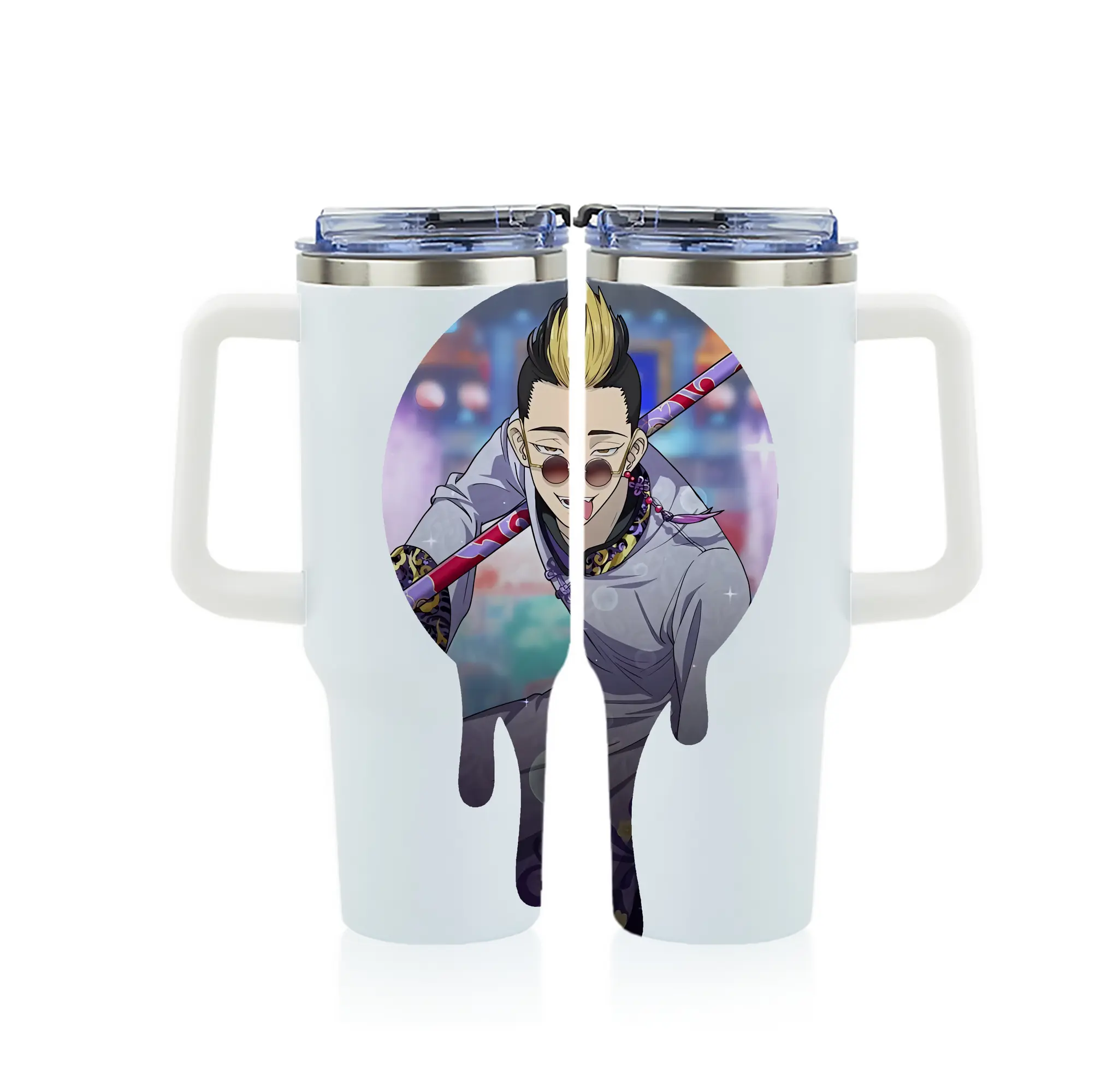 東京リベンジャーズ グッズ,半間修二 - 1200mL フルプリント車用タンブラー ・ 304ステンレス 内側 ・ 201ステンレス 外側 ・ 保温 保冷 ・ 通勤 ドライブ アウトドア用