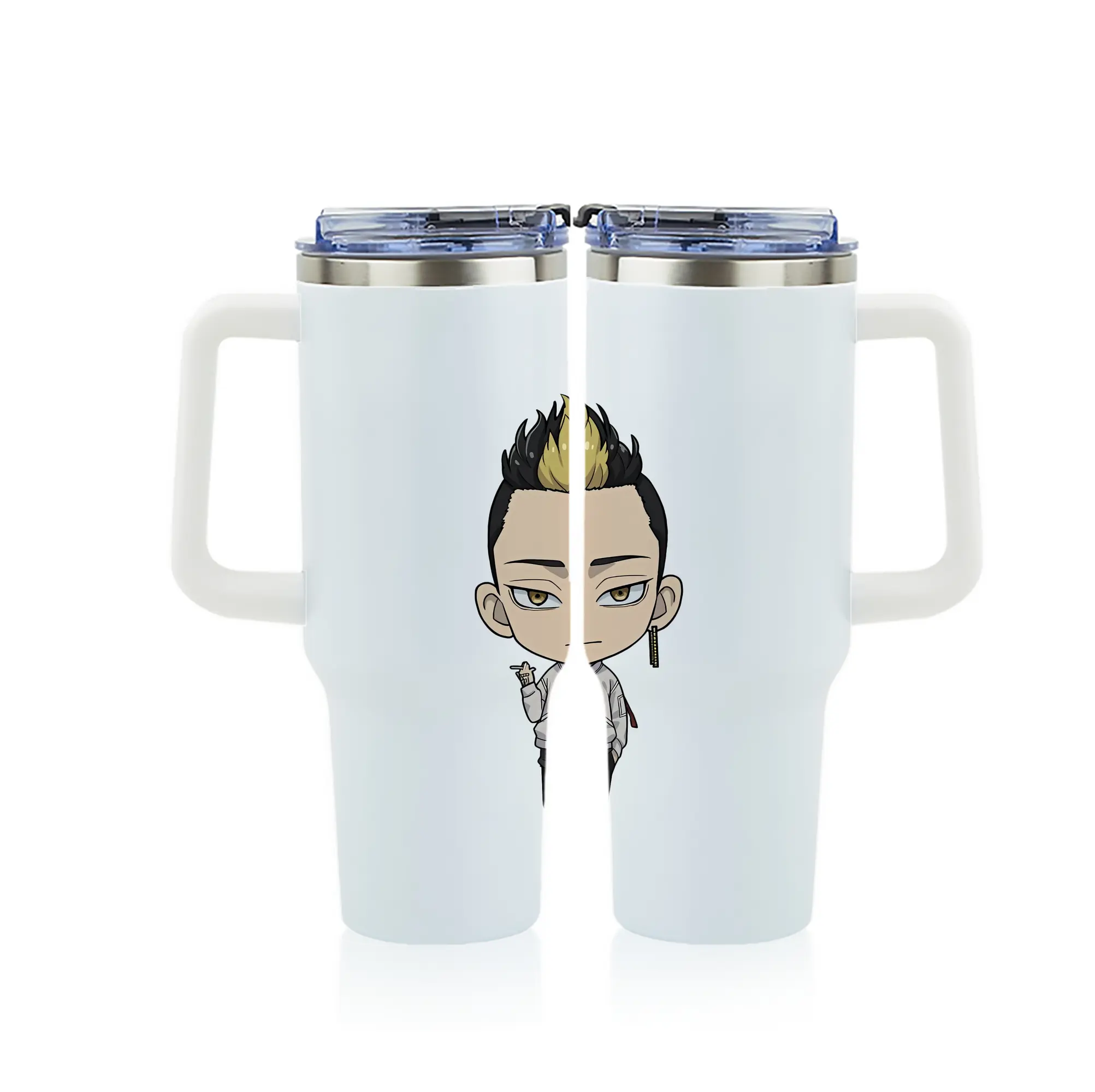 東京リベンジャーズ グッズ,半間修二 - 1200mL フルプリント車用タンブラー ・ 304ステンレス 内側 ・ 201ステンレス 外側 ・ 保温 保冷 ・ 通勤 ドライブ アウトドア用