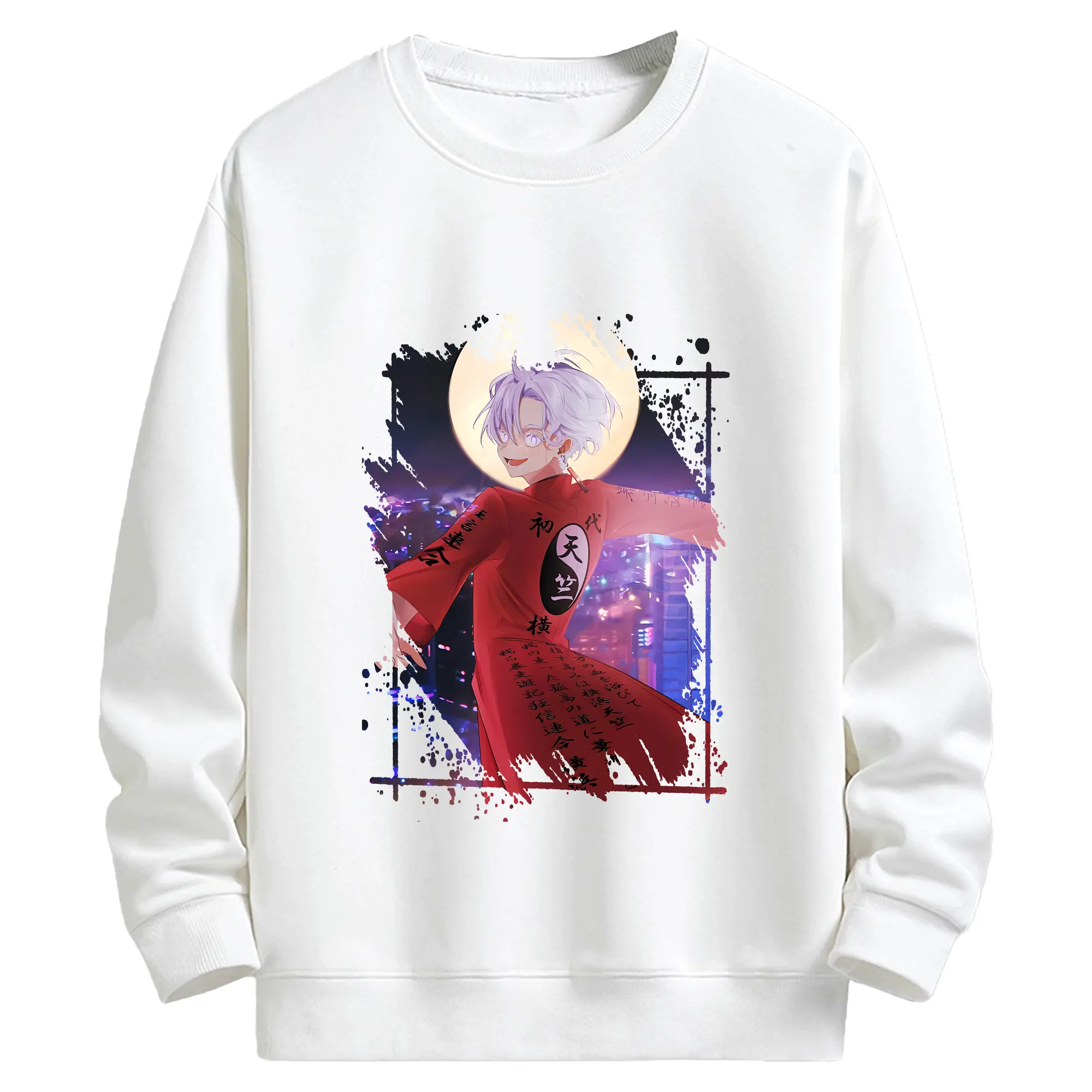 東京リベンジャーズ グッズ,黒川イザナ - キッズ クルーネックスウェットシャツ ・ フロントプリント ・ 綿80％ ポリエステル20％ ・ 快適 通学 スポーツ 日常使い お散歩用