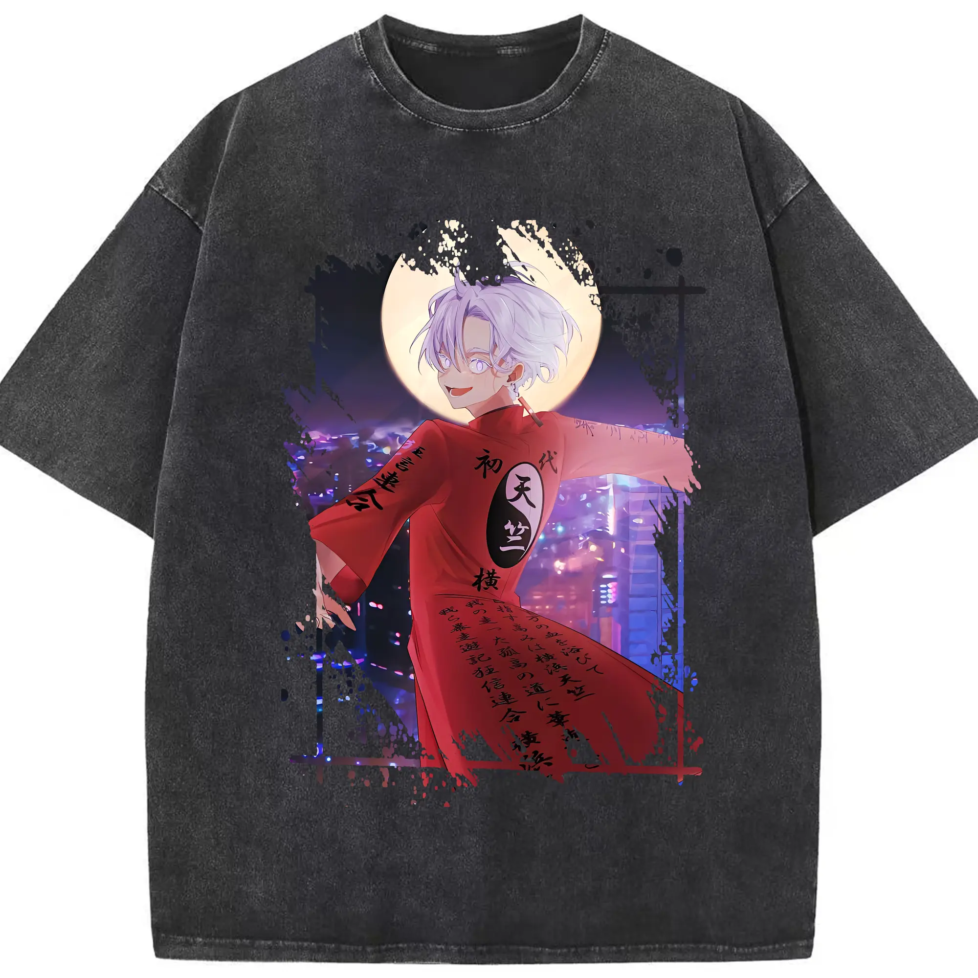 東京リベンジャーズ グッズ,黒川イザナ - 綿100％ ヴィンテージ風 半袖Tシャツ ・ フロントプリント ・ 柔らか肌触り ・ 通気性 快適 ・ スポーツ カジュアル 外出用