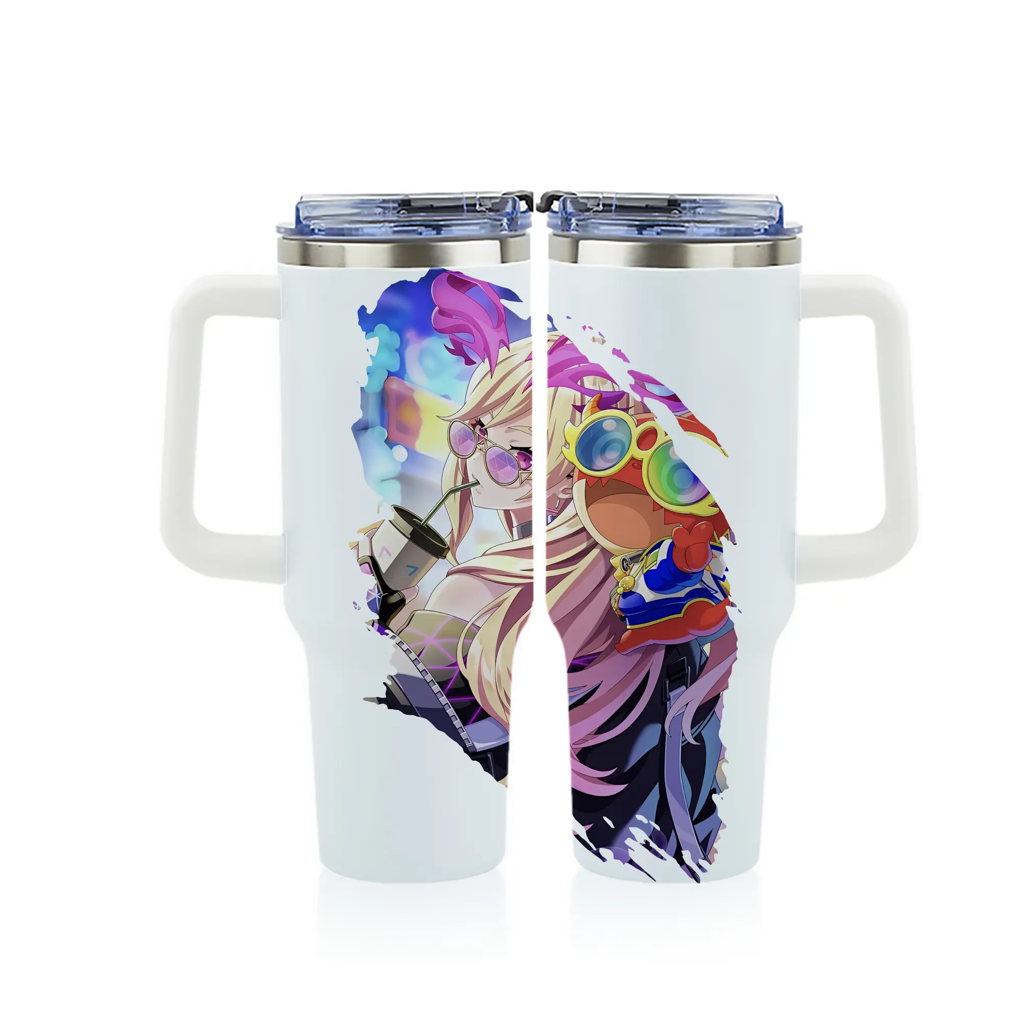 モンスト グッズ,ルシファー - 1200mL フルプリント車用タンブラー ・ 304ステンレス 内側 ・ 201ステンレス 外側 ・ 保温 保冷 ・ 通勤 ドライブ アウトドア用