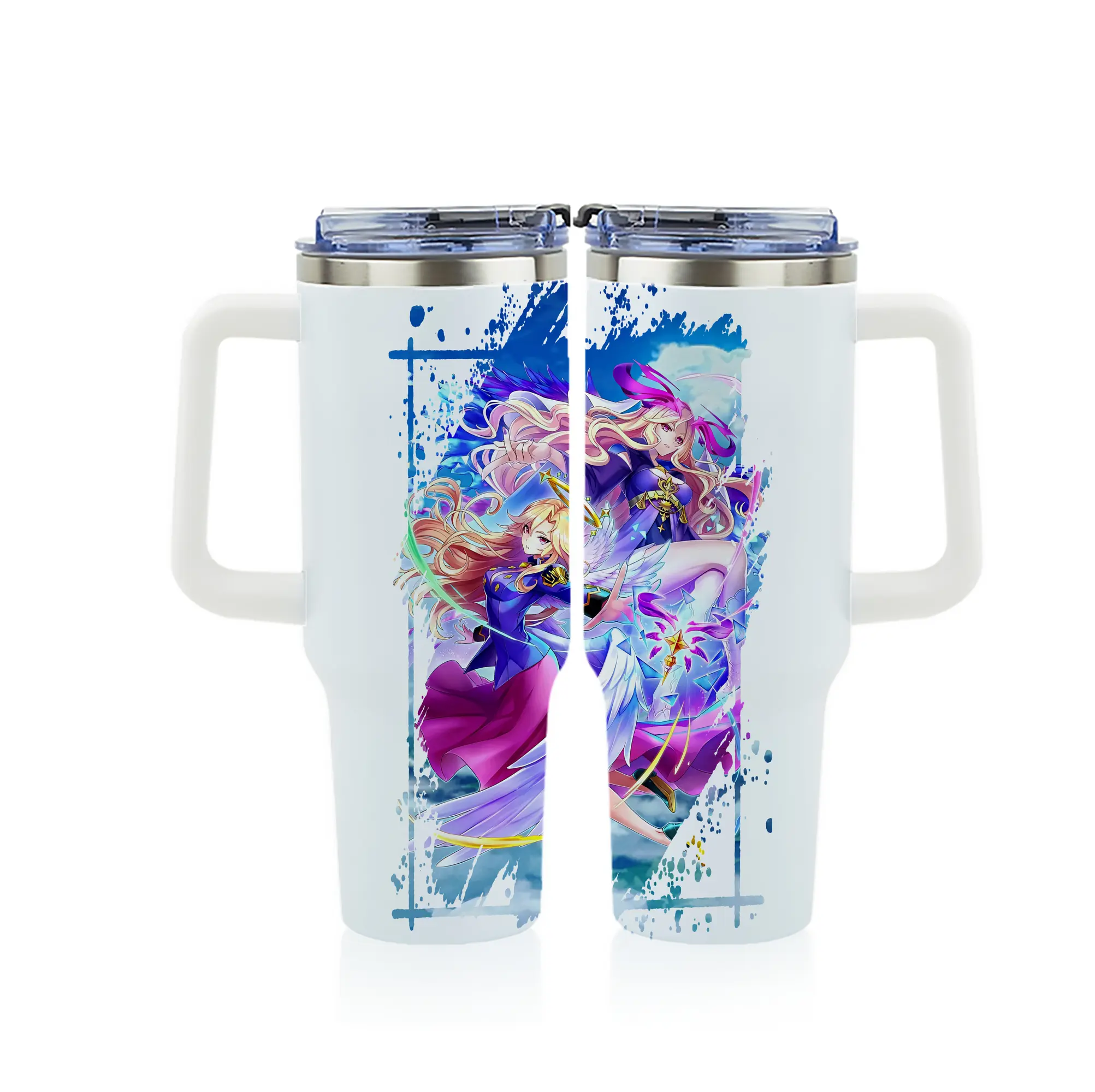 モンスト グッズ,ルシファー - 1200mL フルプリント車用タンブラー ・ 304ステンレス 内側 ・ 201ステンレス 外側 ・ 保温 保冷 ・ 通勤 ドライブ アウトドア用