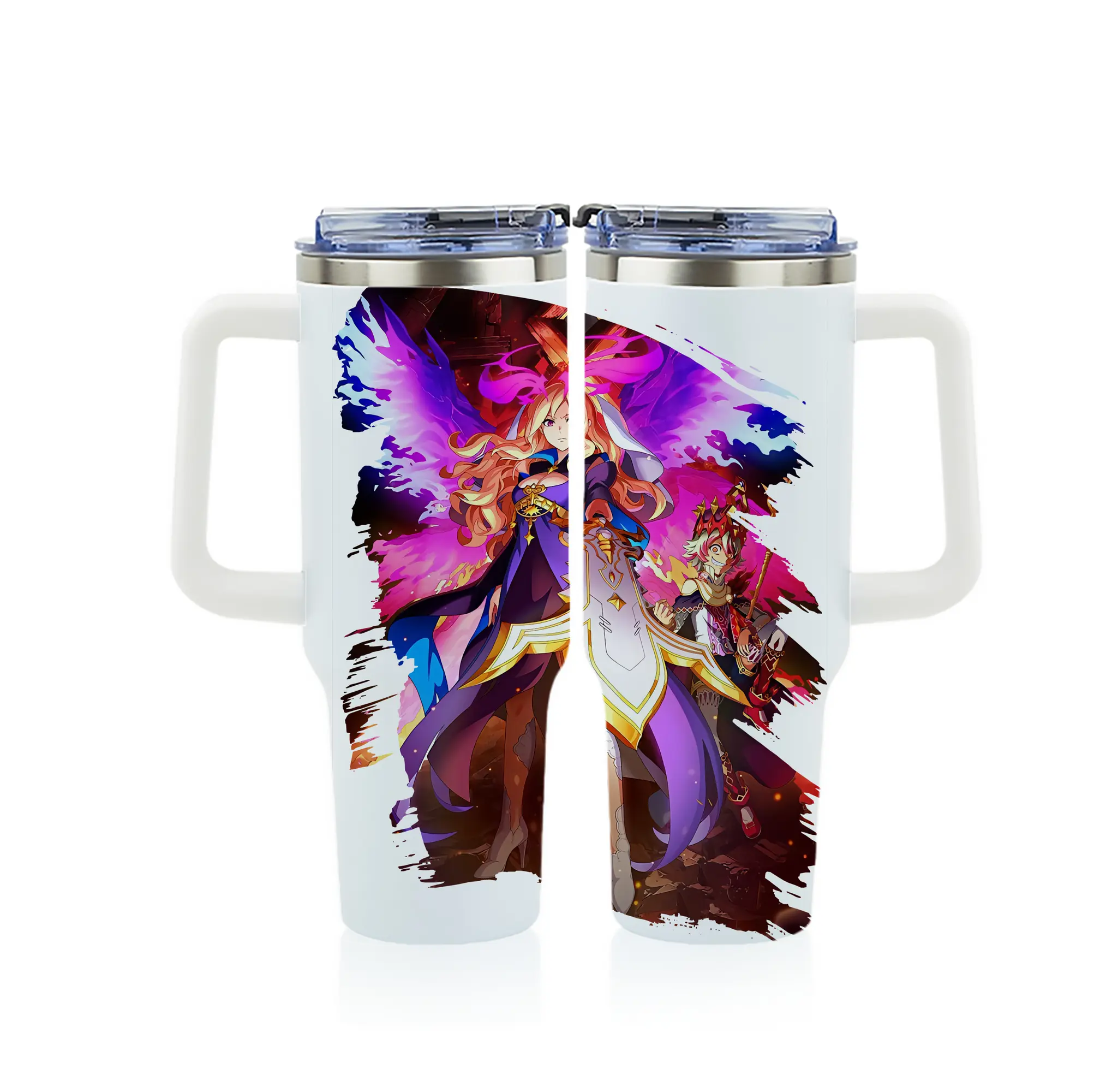 モンスト グッズ,ルシファー - 1200mL フルプリント車用タンブラー ・ 304ステンレス 内側 ・ 201ステンレス 外側 ・ 保温 保冷 ・ 通勤 ドライブ アウトドア用