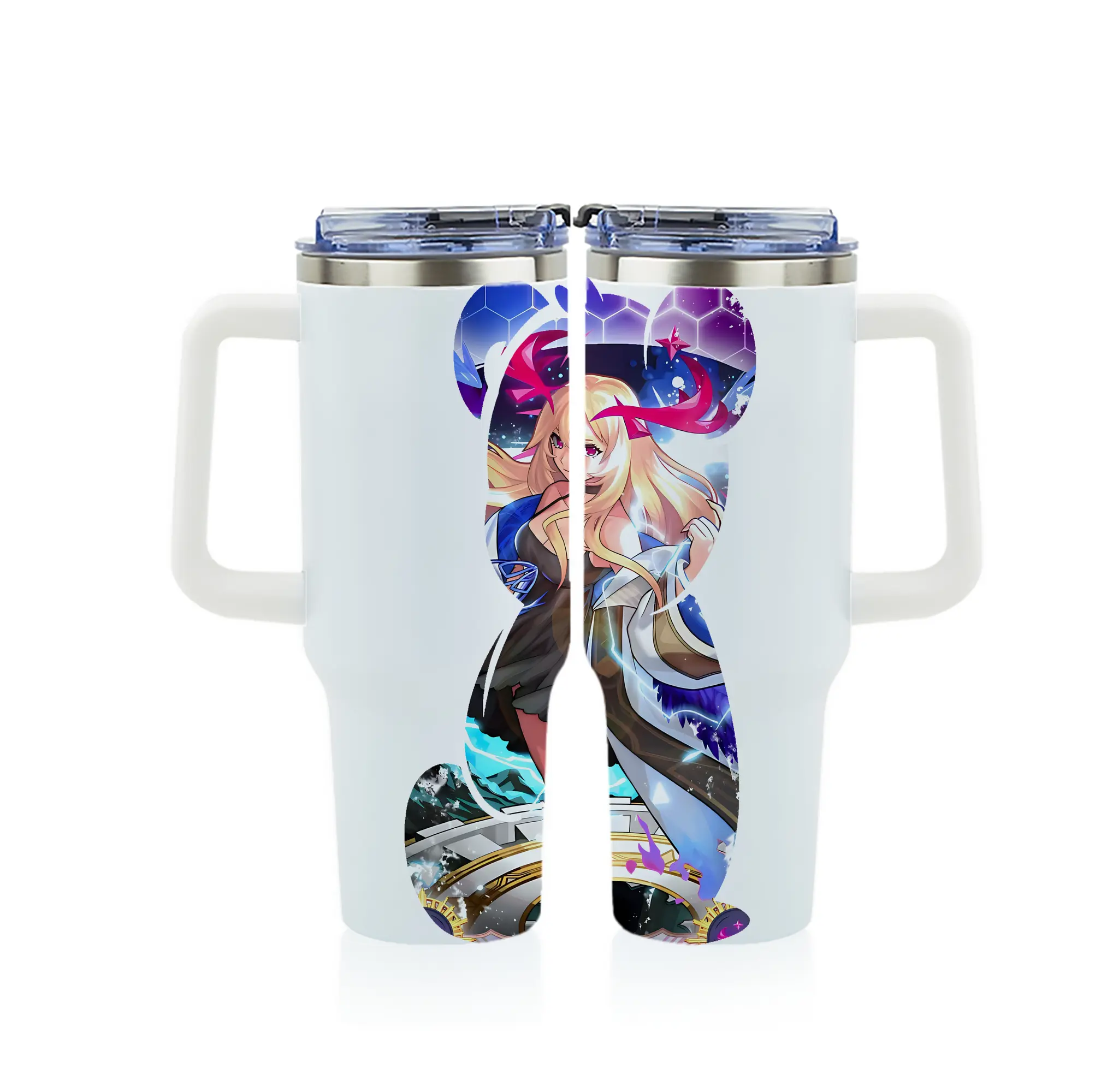 モンスト グッズ,ルシファー - 1200mL フルプリント車用タンブラー ・ 304ステンレス 内側 ・ 201ステンレス 外側 ・ 保温 保冷 ・ 通勤 ドライブ アウトドア用