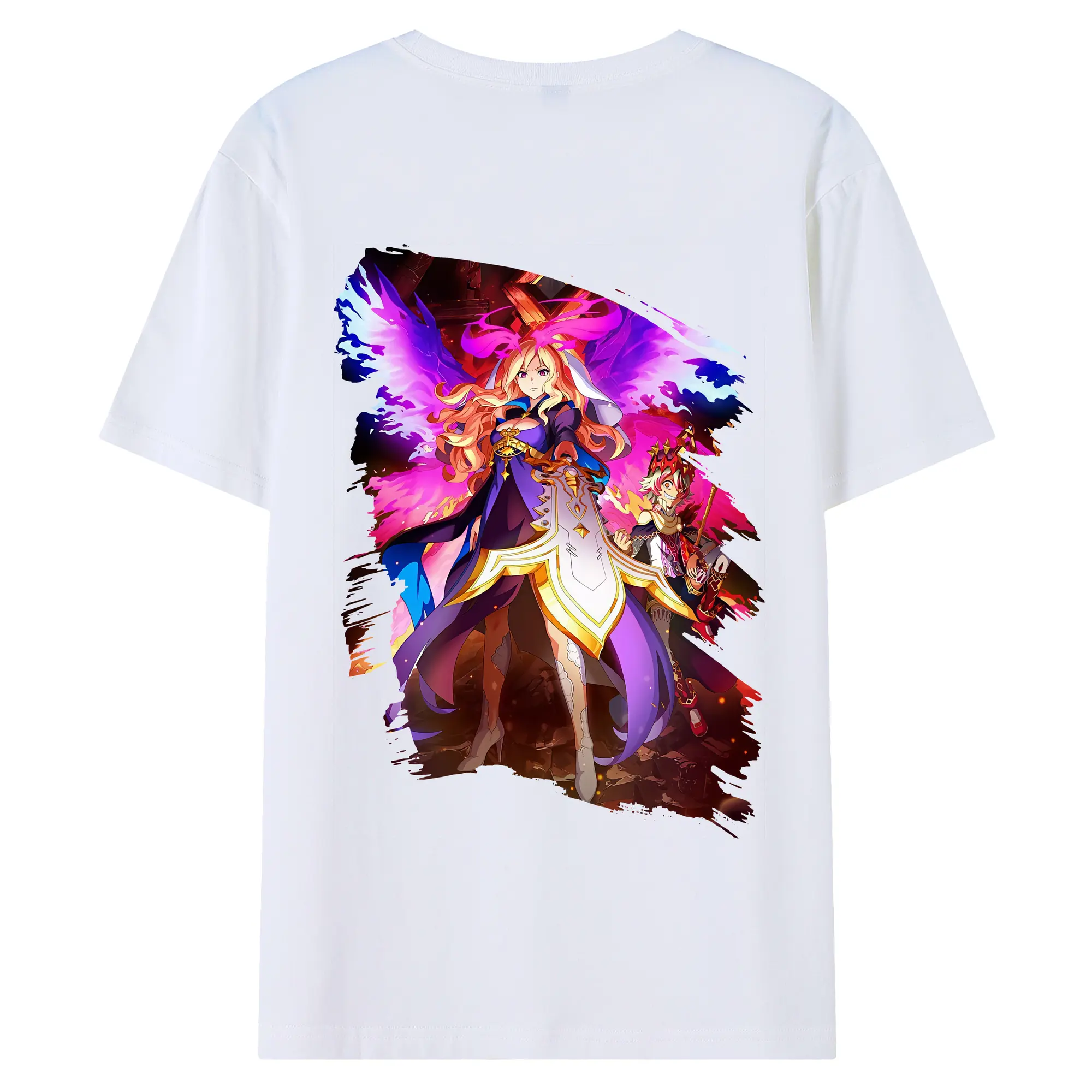 モンスト グッズ,ルシファー - 綿100％ 半袖Tシャツ ・ バックプリント ・ 快適 通気性 ・ 日常使い 散歩 スポーツ用