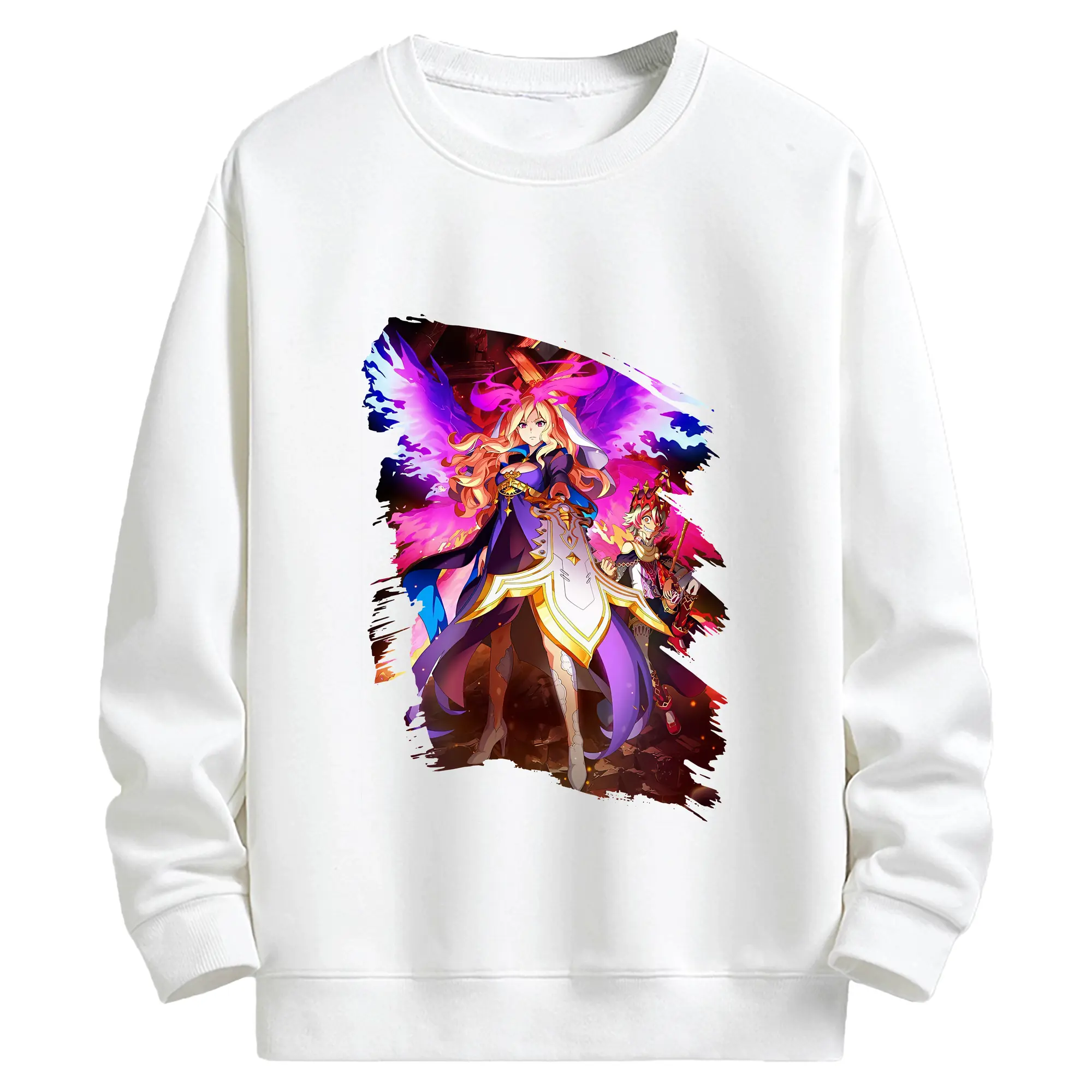 モンスト グッズ,ルシファー - キッズ クルーネックスウェットシャツ ・ フロントプリント ・ 綿80％ ポリエステル20％ ・ 快適 通学 スポーツ 日常使い お散歩用