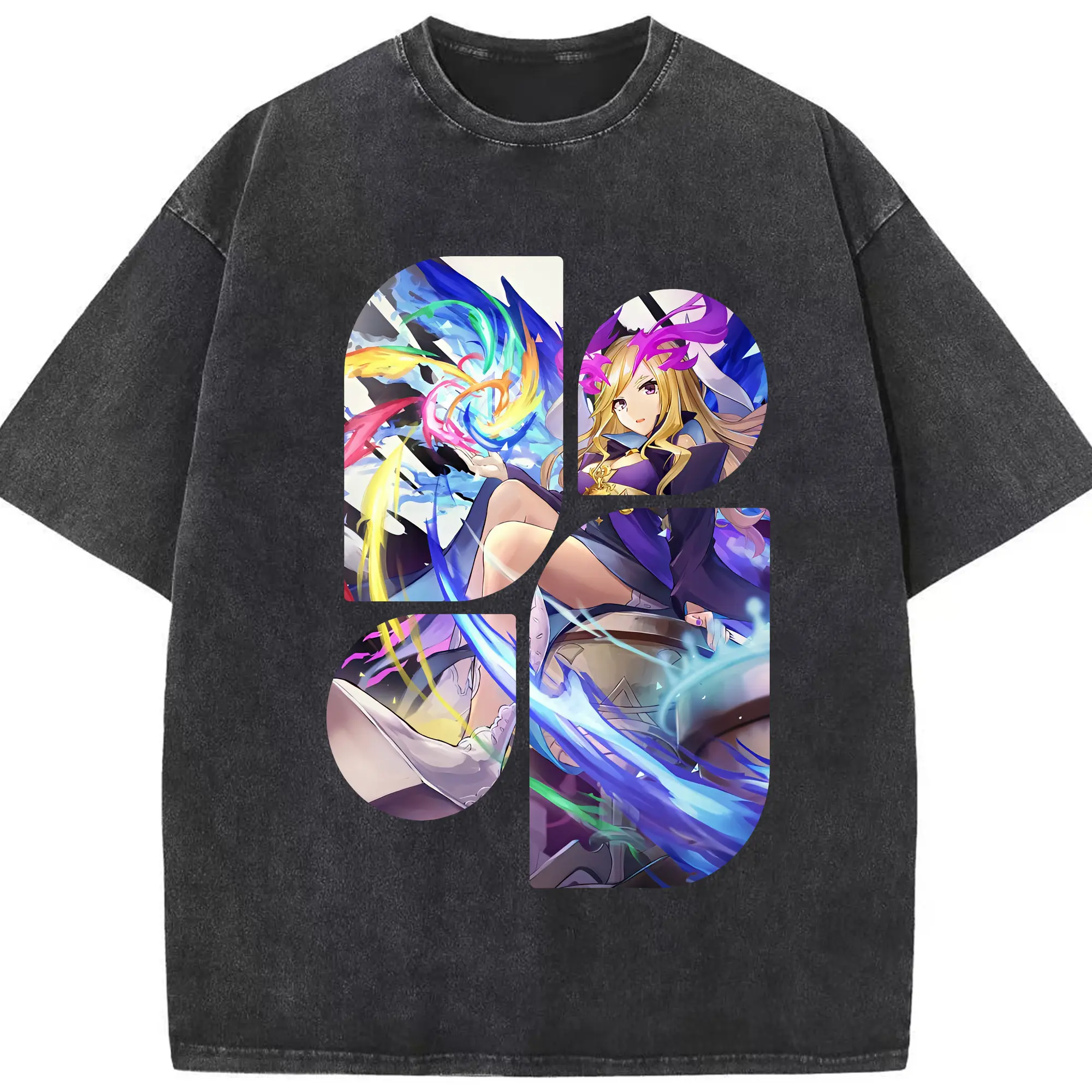 モンスト グッズ,ルシファー - 綿100％ ヴィンテージ風 半袖Tシャツ ・ フロントプリント ・ 柔らか肌触り ・ 通気性 快適 ・ スポーツ カジュアル 外出用