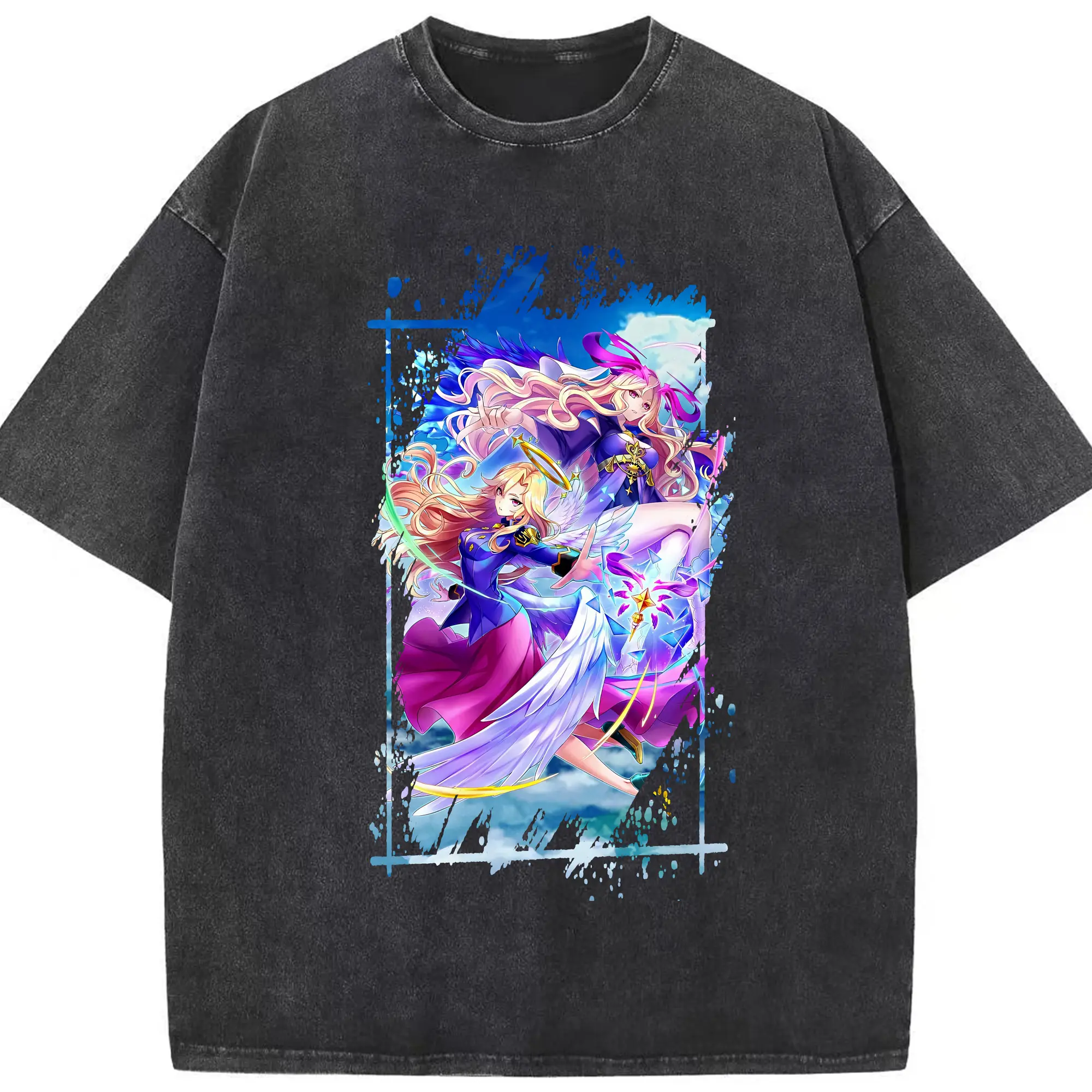 モンスト グッズ,ルシファー - 綿100％ ヴィンテージ風 半袖Tシャツ ・ フロントプリント ・ 柔らか肌触り ・ 通気性 快適 ・ スポーツ カジュアル 外出用