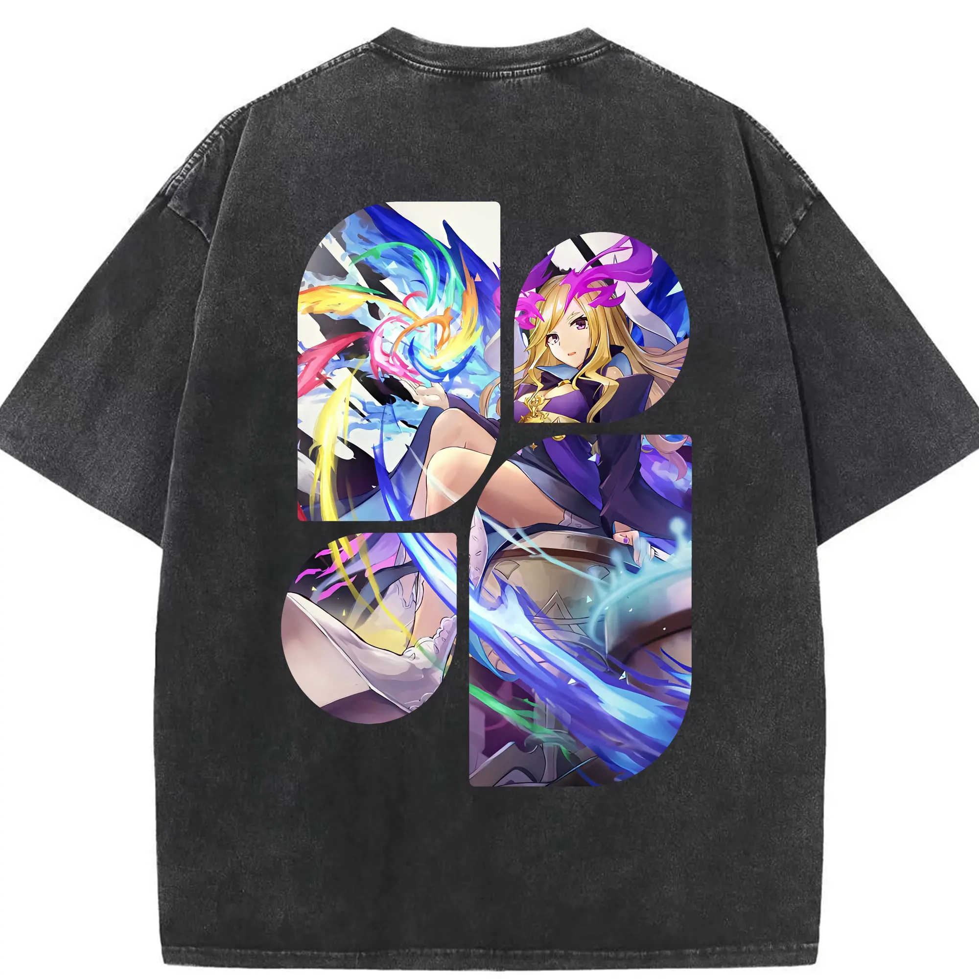 モンスト グッズ,ルシファー - 綿100％ ヴィンテージ風 半袖Tシャツ ・ 背面プリント ・ 柔らか肌触り ・ 通気性 快適 ・ スポーツ カジュアル 外出用