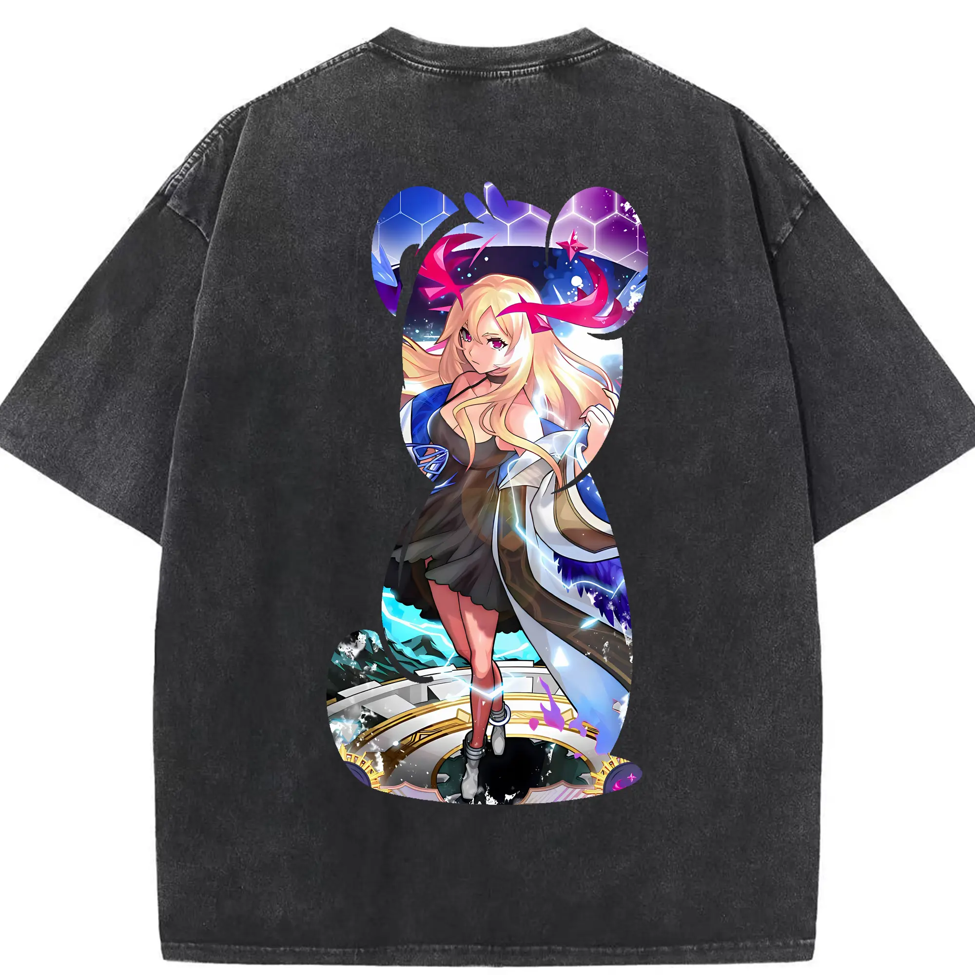 モンスト グッズ,ルシファー - 綿100％ ヴィンテージ風 半袖Tシャツ ・ 背面プリント ・ 柔らか肌触り ・ 通気性 快適 ・ スポーツ カジュアル 外出用