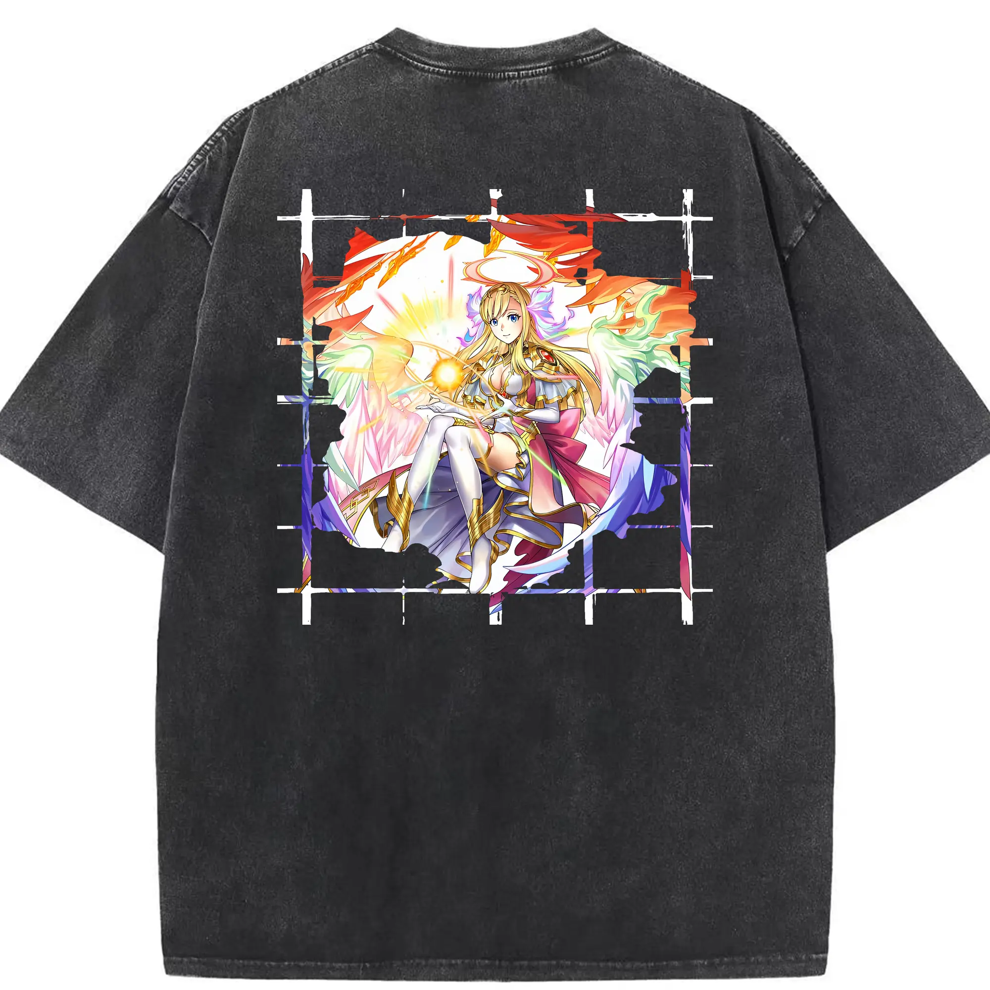 モンスト グッズ,マナ - 綿100％ ヴィンテージ風 半袖Tシャツ ・ 背面プリント ・ 柔らか肌触り ・ 通気性 快適 ・ スポーツ カジュアル 外出用