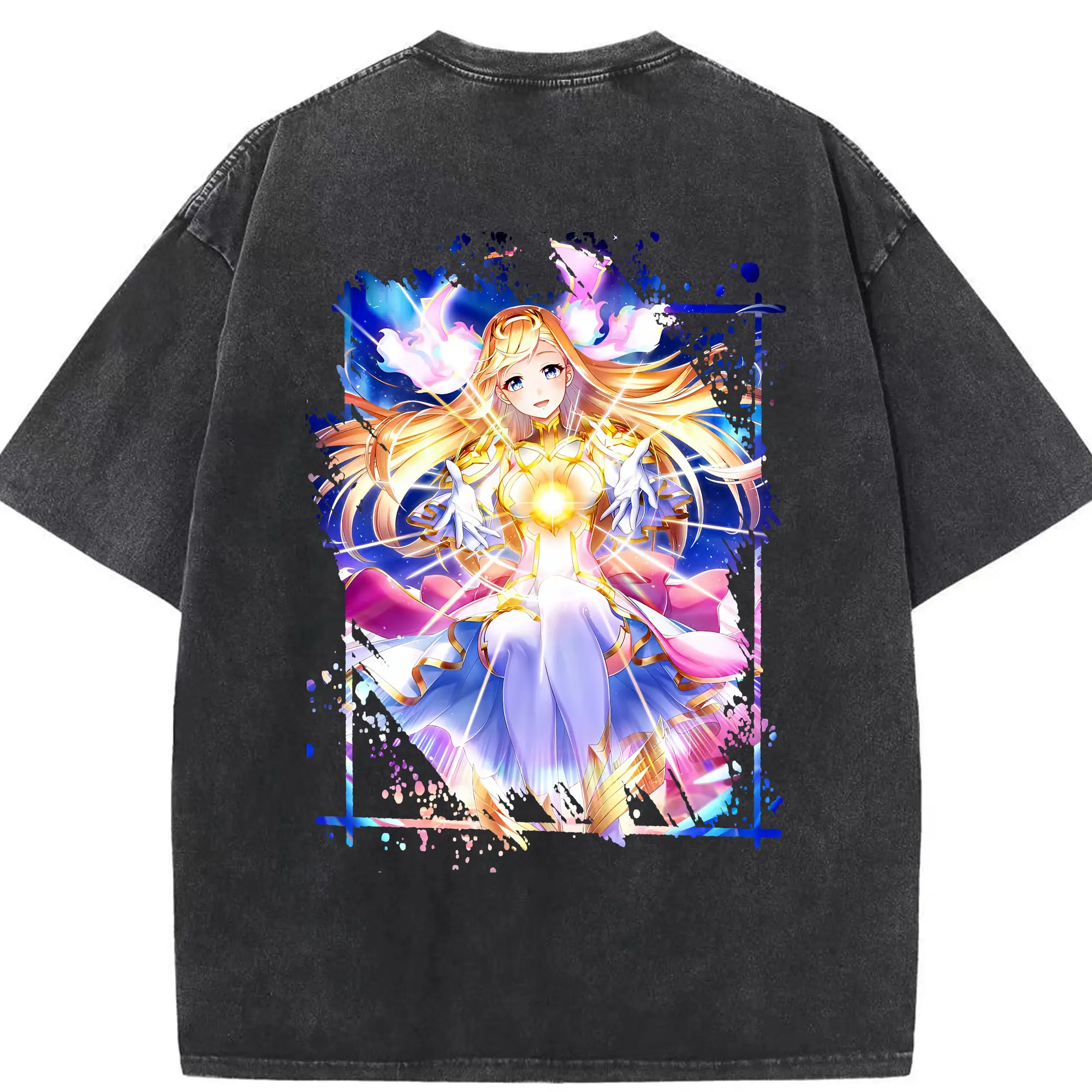 モンスト グッズ,マナ - 綿100％ ヴィンテージ風 半袖Tシャツ ・ 背面プリント ・ 柔らか肌触り ・ 通気性 快適 ・ スポーツ カジュアル 外出用