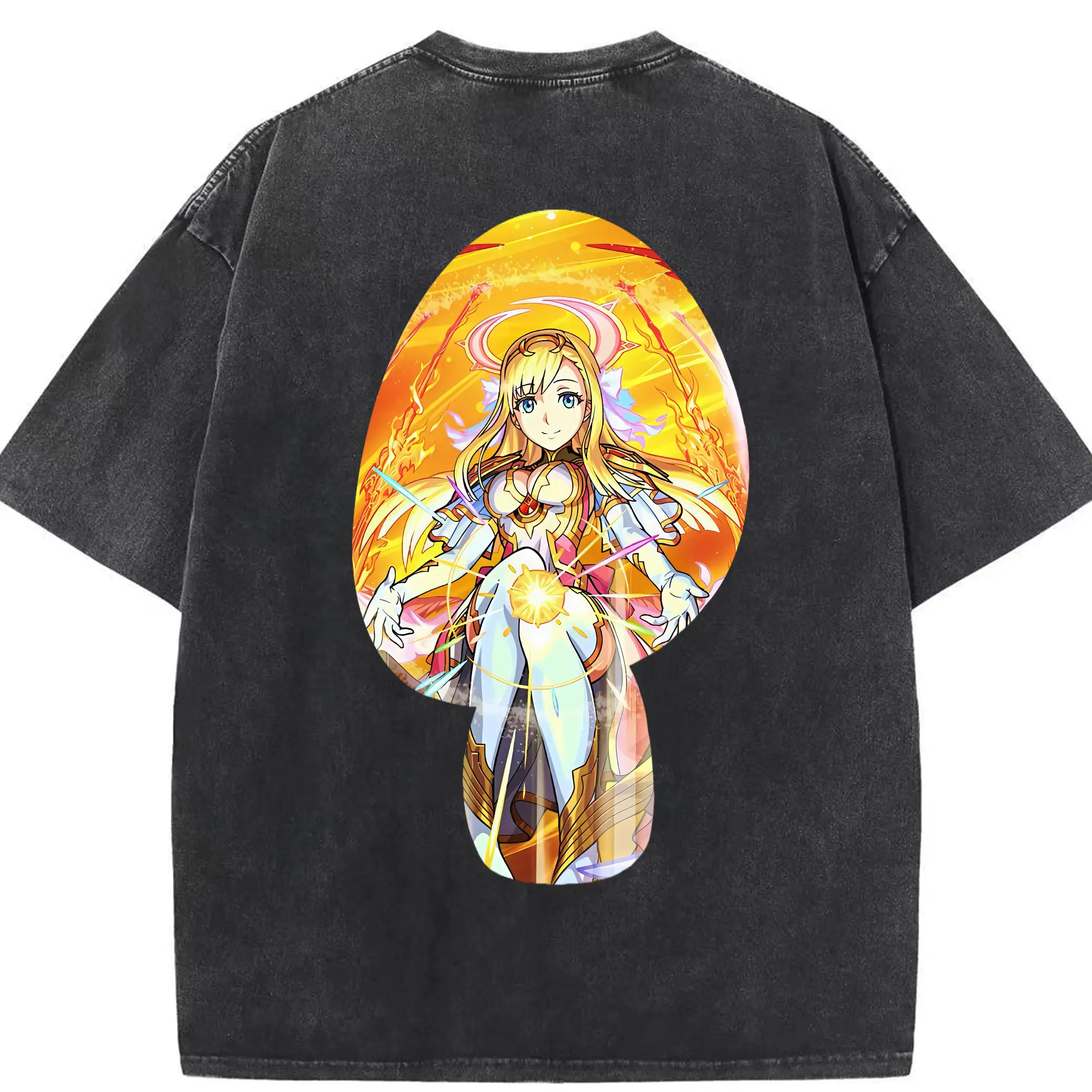 モンスト グッズ,マナ - 綿100％ ヴィンテージ風 半袖Tシャツ ・ 背面プリント ・ 柔らか肌触り ・ 通気性 快適 ・ スポーツ カジュアル 外出用