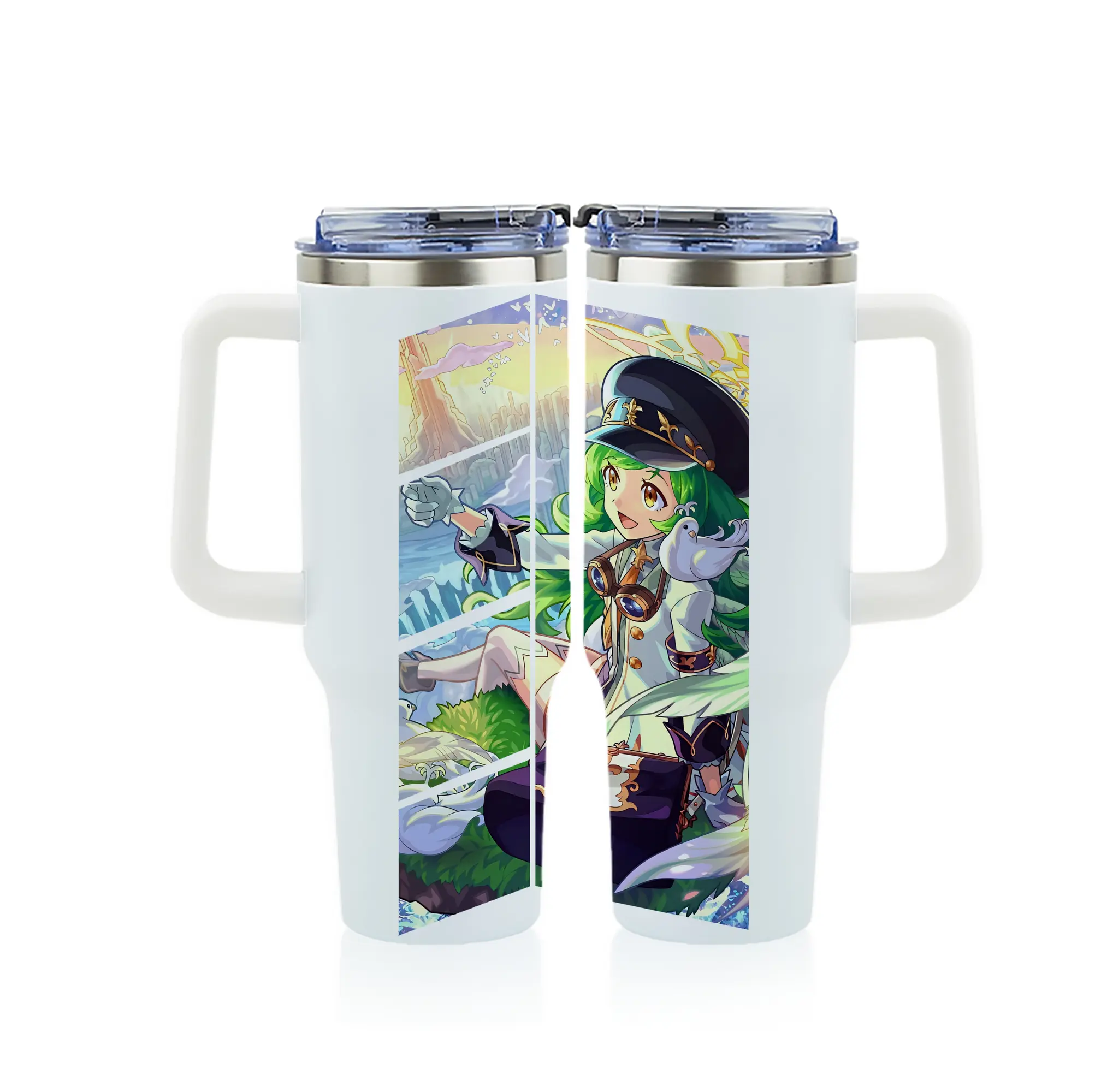 モンスト グッズ,ガブリエル - 1200mL フルプリント車用タンブラー ・ 304ステンレス 内側 ・ 201ステンレス 外側 ・ 保温 保冷 ・ 通勤 ドライブ アウトドア用