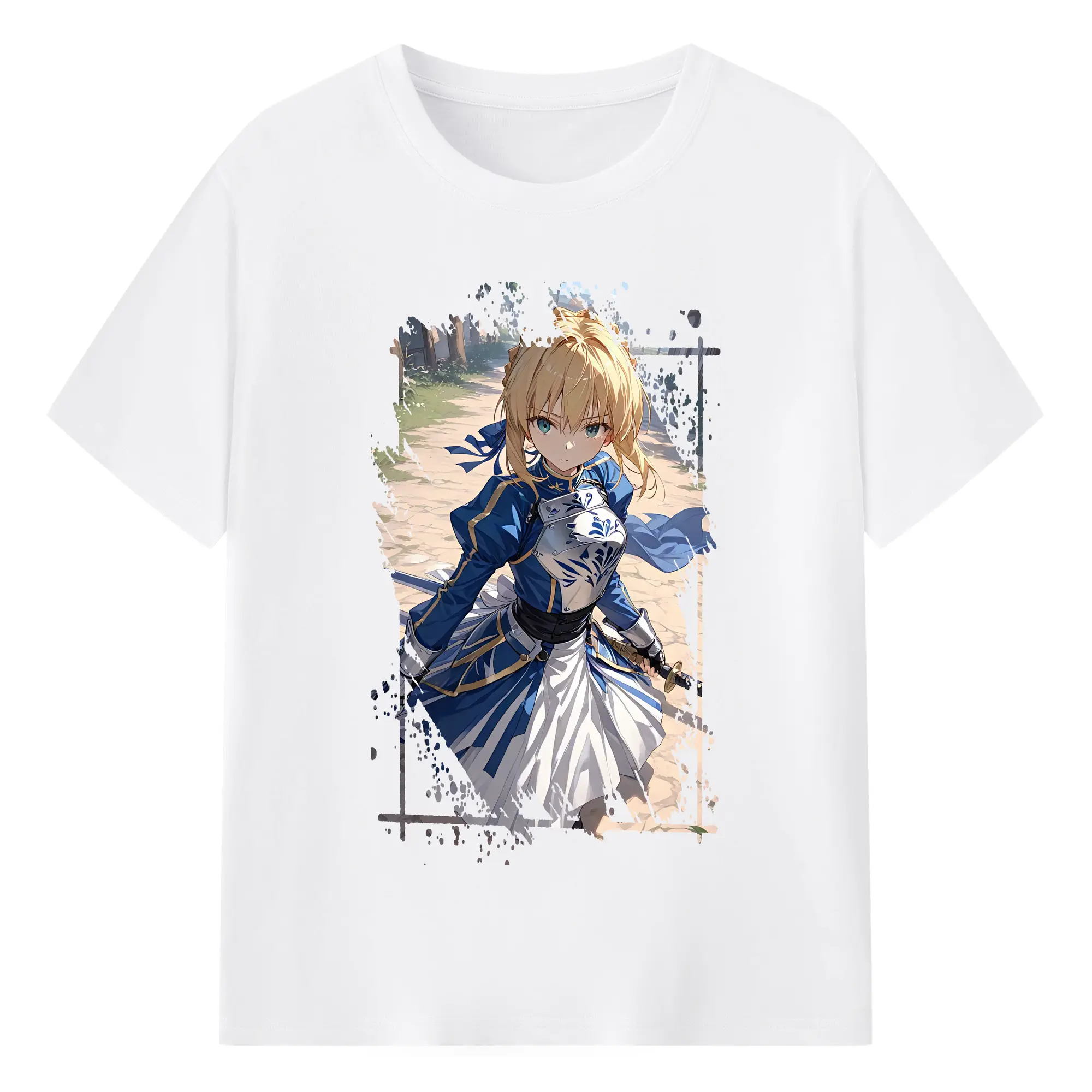 FGO グッズ,アルトリア - 綿100％ 半袖Tシャツ ・ フロントプリント ・ 快適 通気性 ・ 日常使い 散歩 スポーツ用