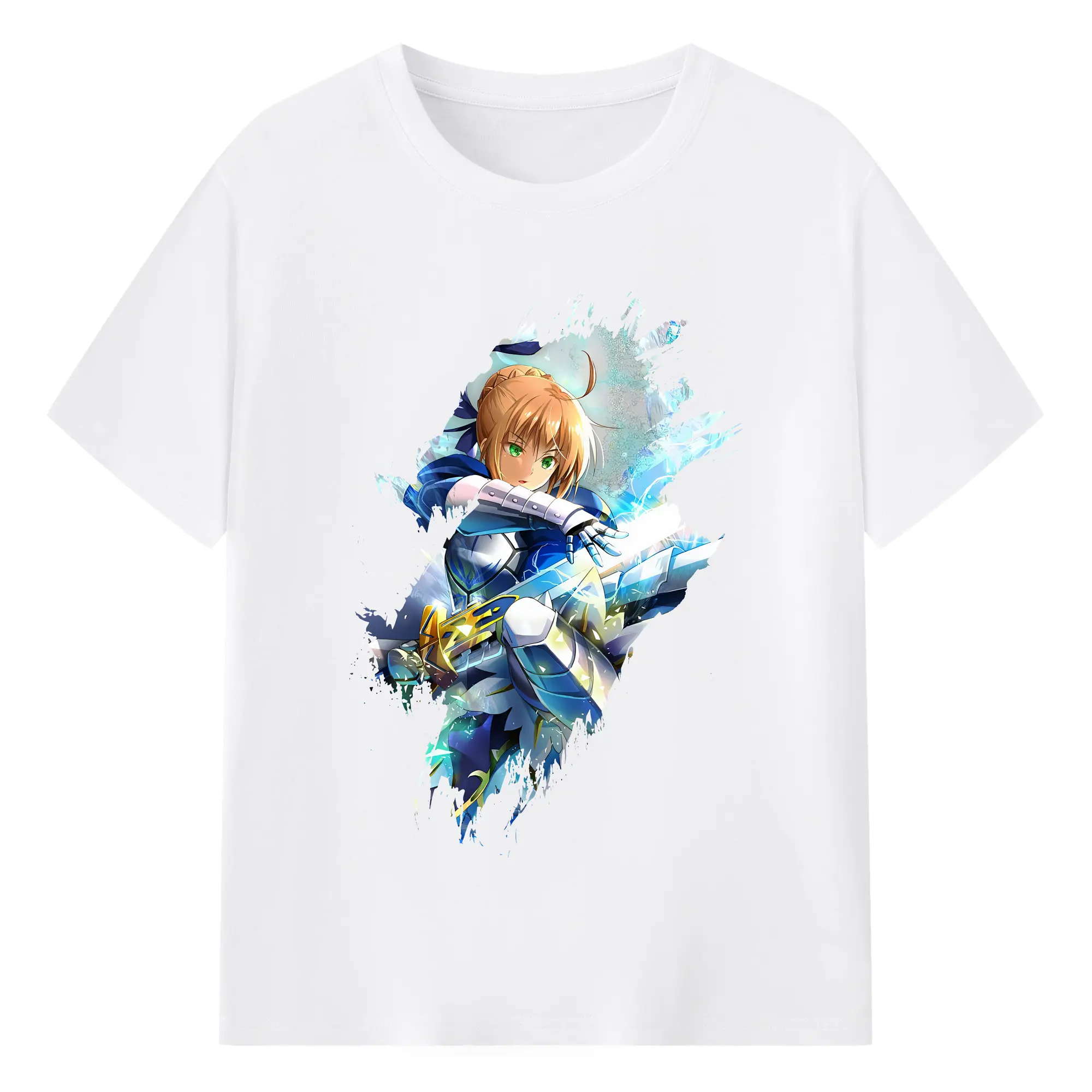 FGO グッズ,アルトリア - 綿100％ 半袖Tシャツ ・ フロントプリント ・ 快適 通気性 ・ 日常使い 散歩 スポーツ用