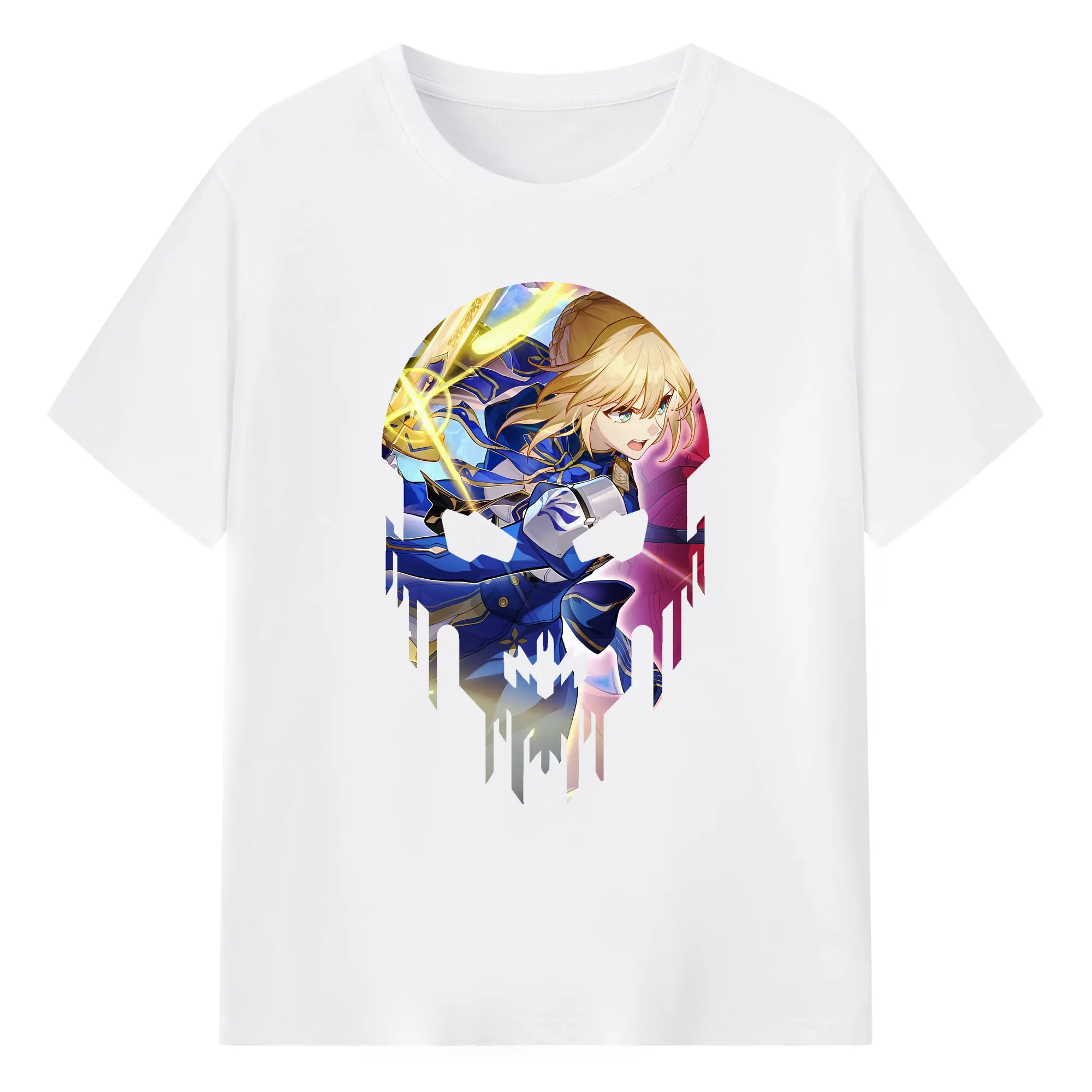 FGO グッズ,アルトリア - 綿100％ 半袖Tシャツ ・ フロントプリント ・ 快適 通気性 ・ 日常使い 散歩 スポーツ用